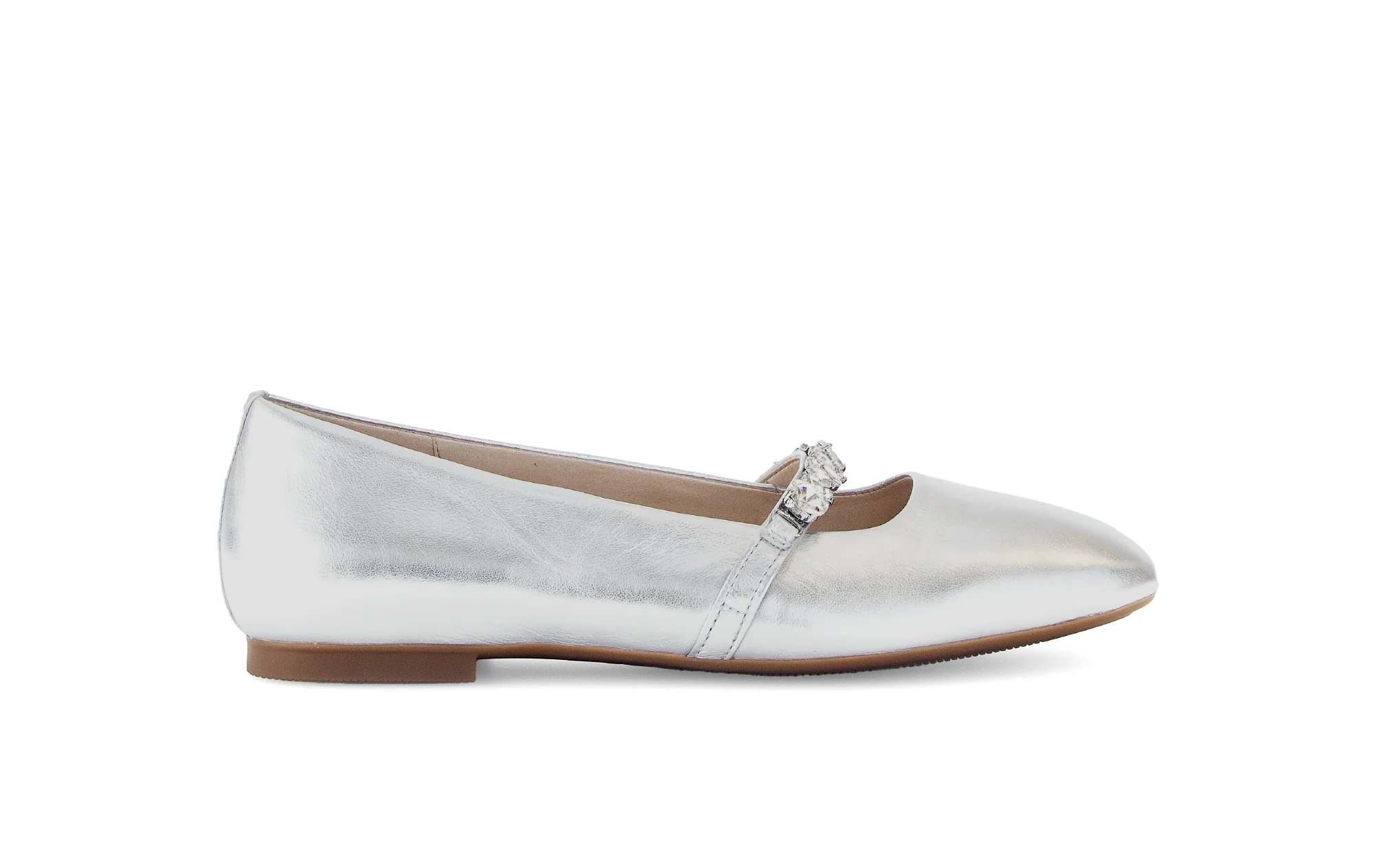 Ballerines argentées en cuir lisse