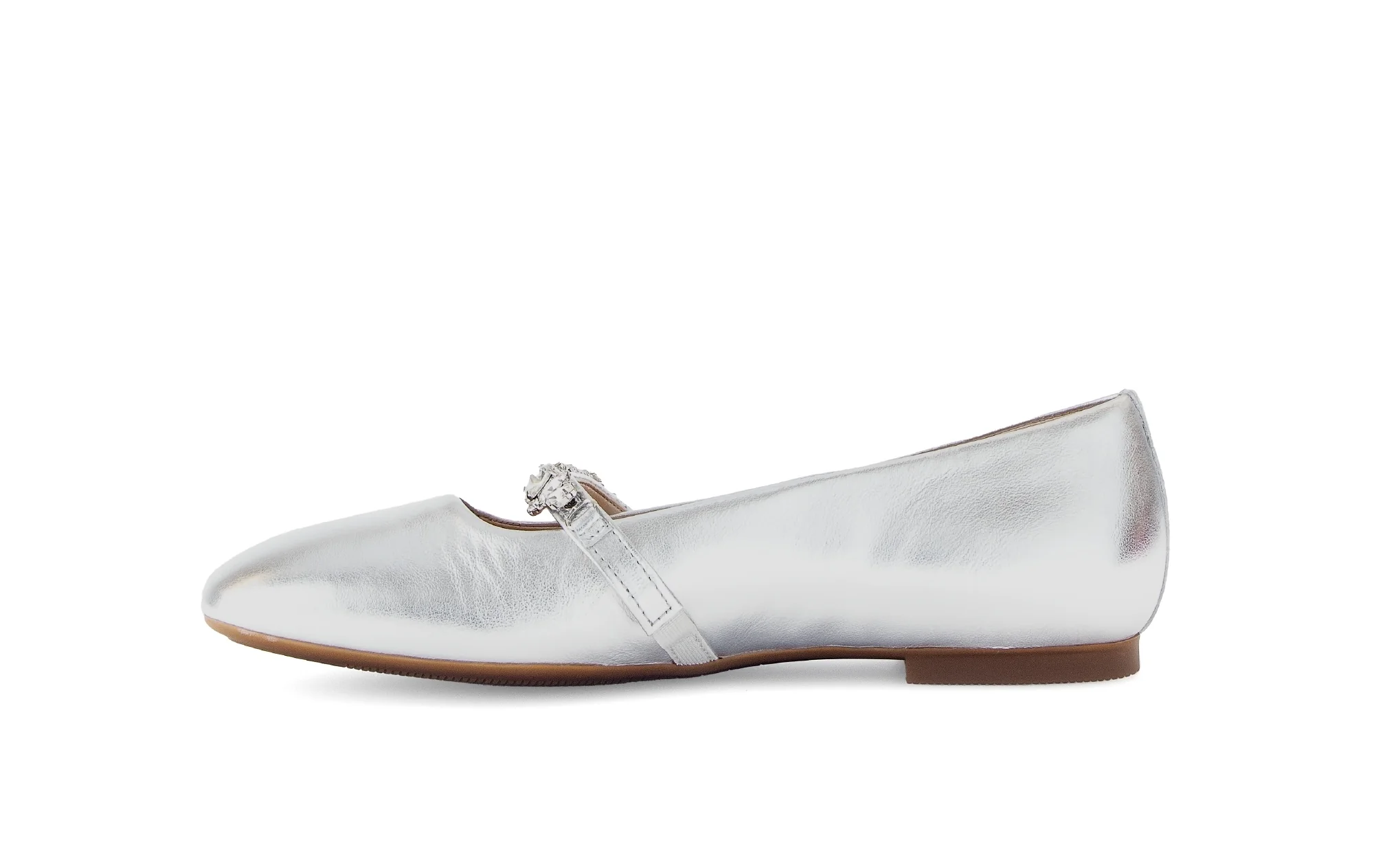 Ballerines argentées en cuir lisse - Image 2