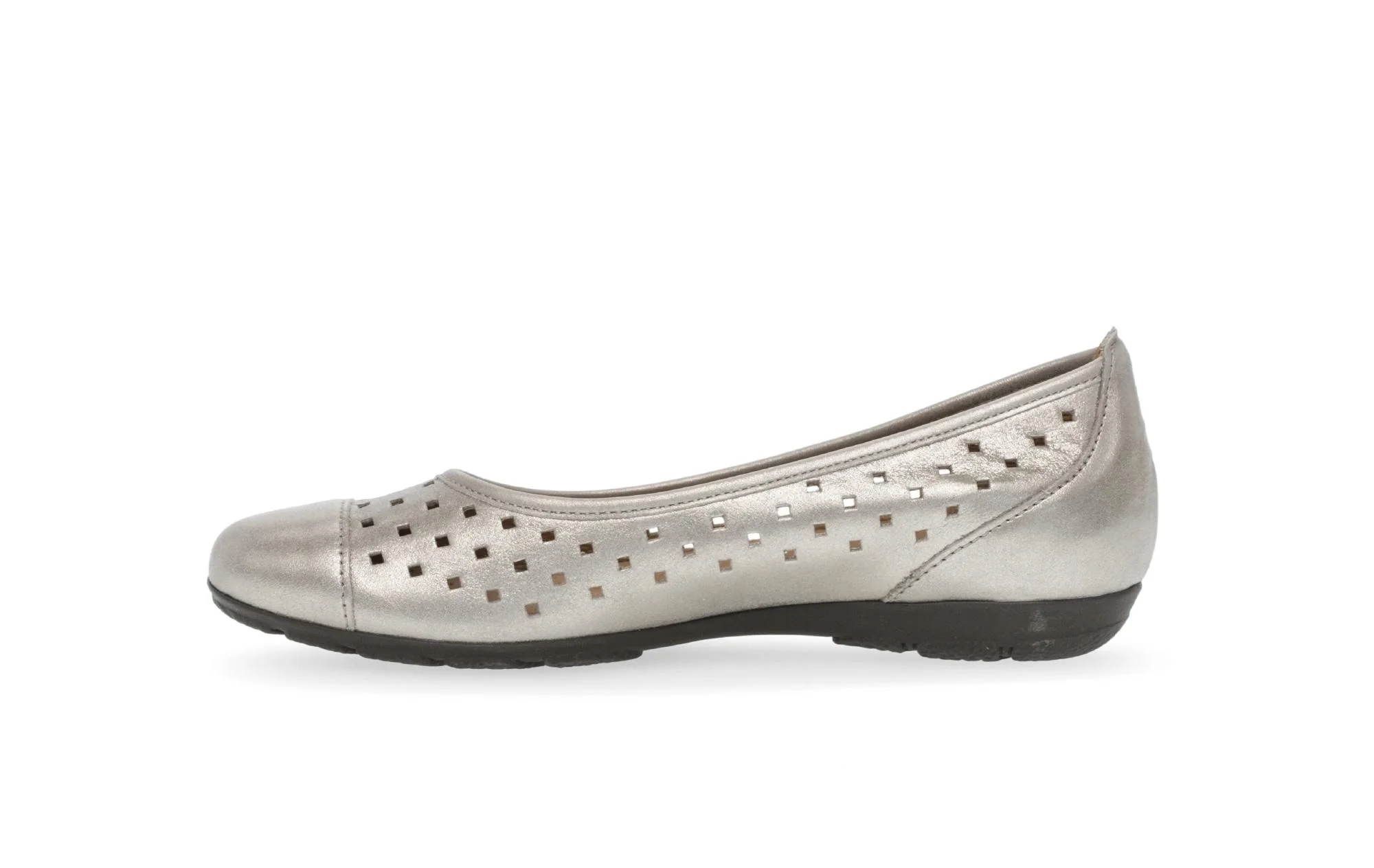 Ballerines perforées dorées en cuir métallisé - Image 2