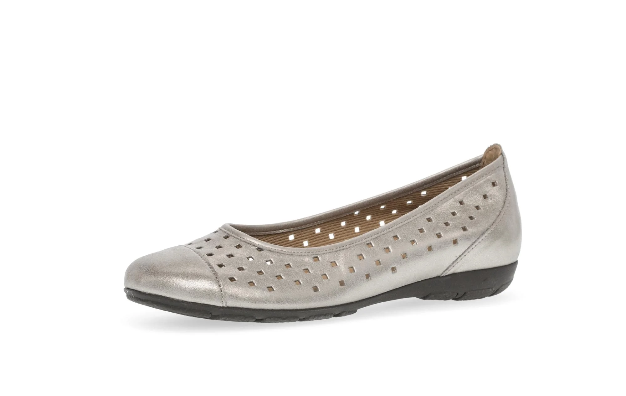 Ballerines perforées dorées en cuir métallisé - Image 6