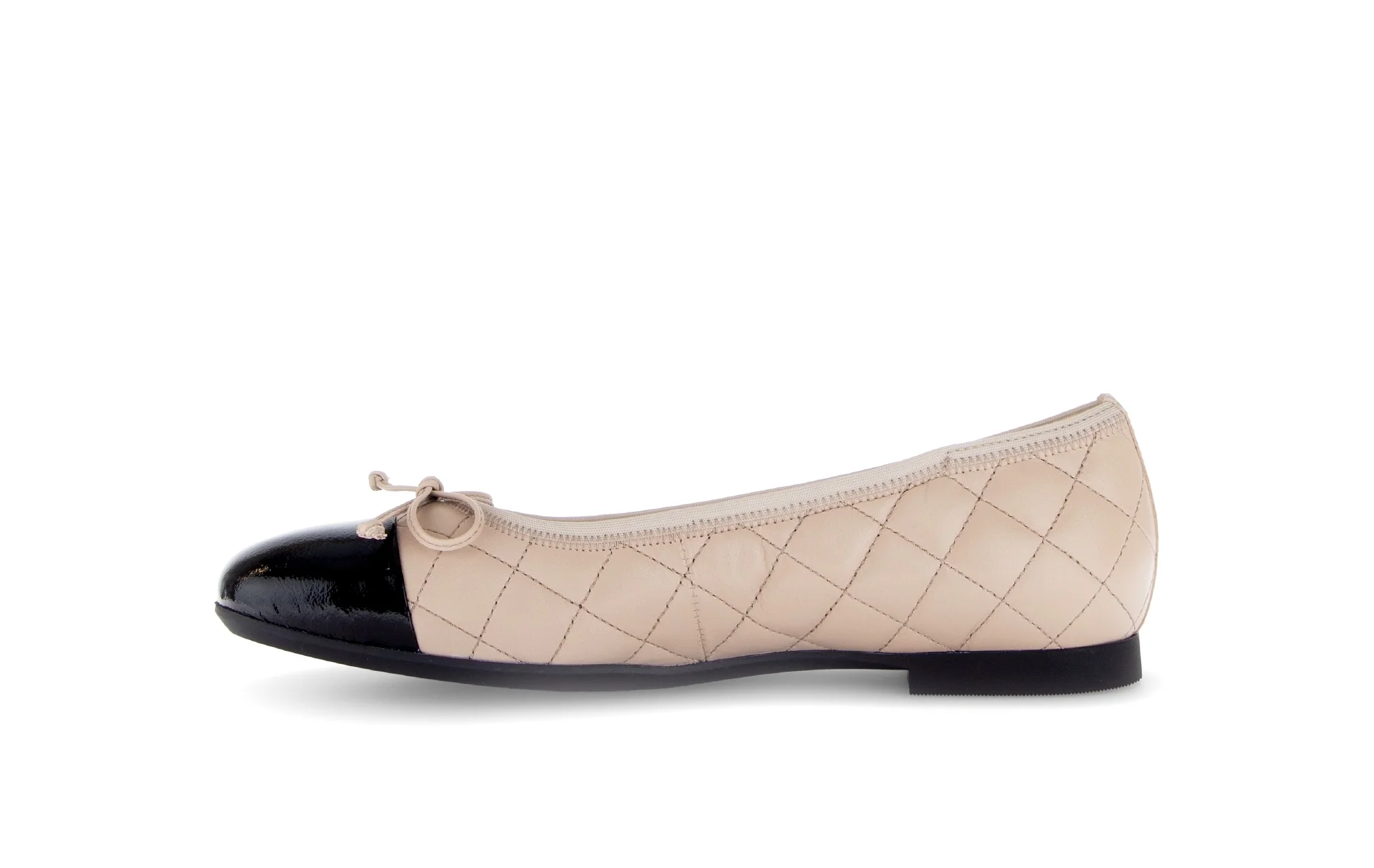 Ballerine beige matelassée bout vernis noir - Image 2