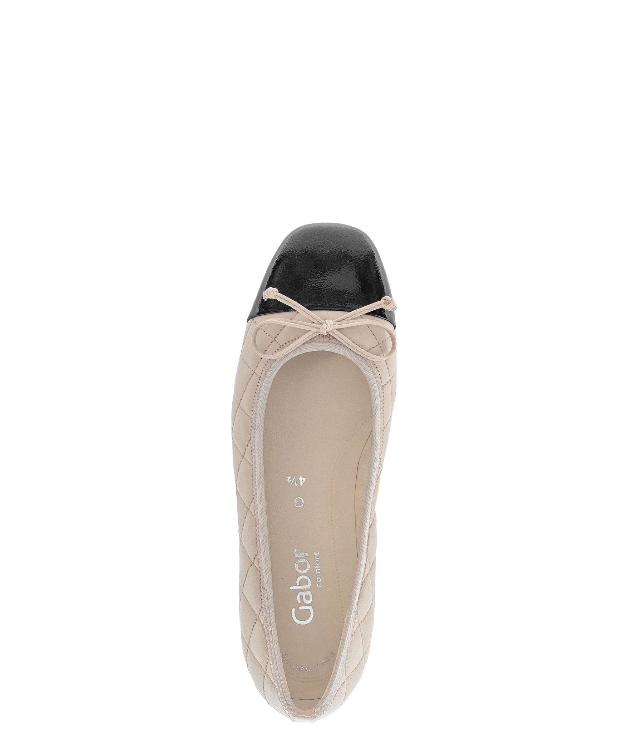 Ballerine beige matelassée bout vernis noir - Image 3