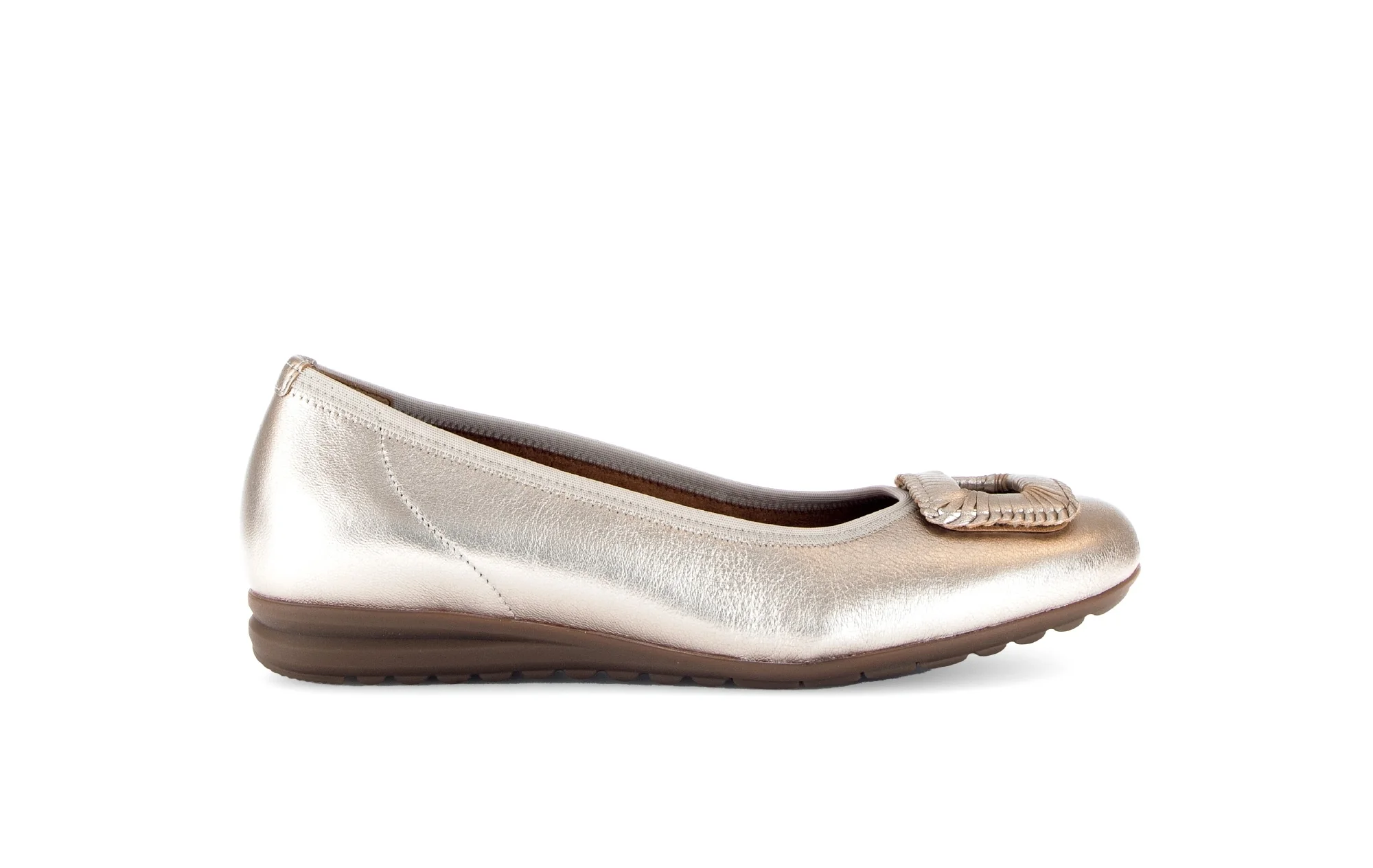 Ballerines dorées en cuir métallisé