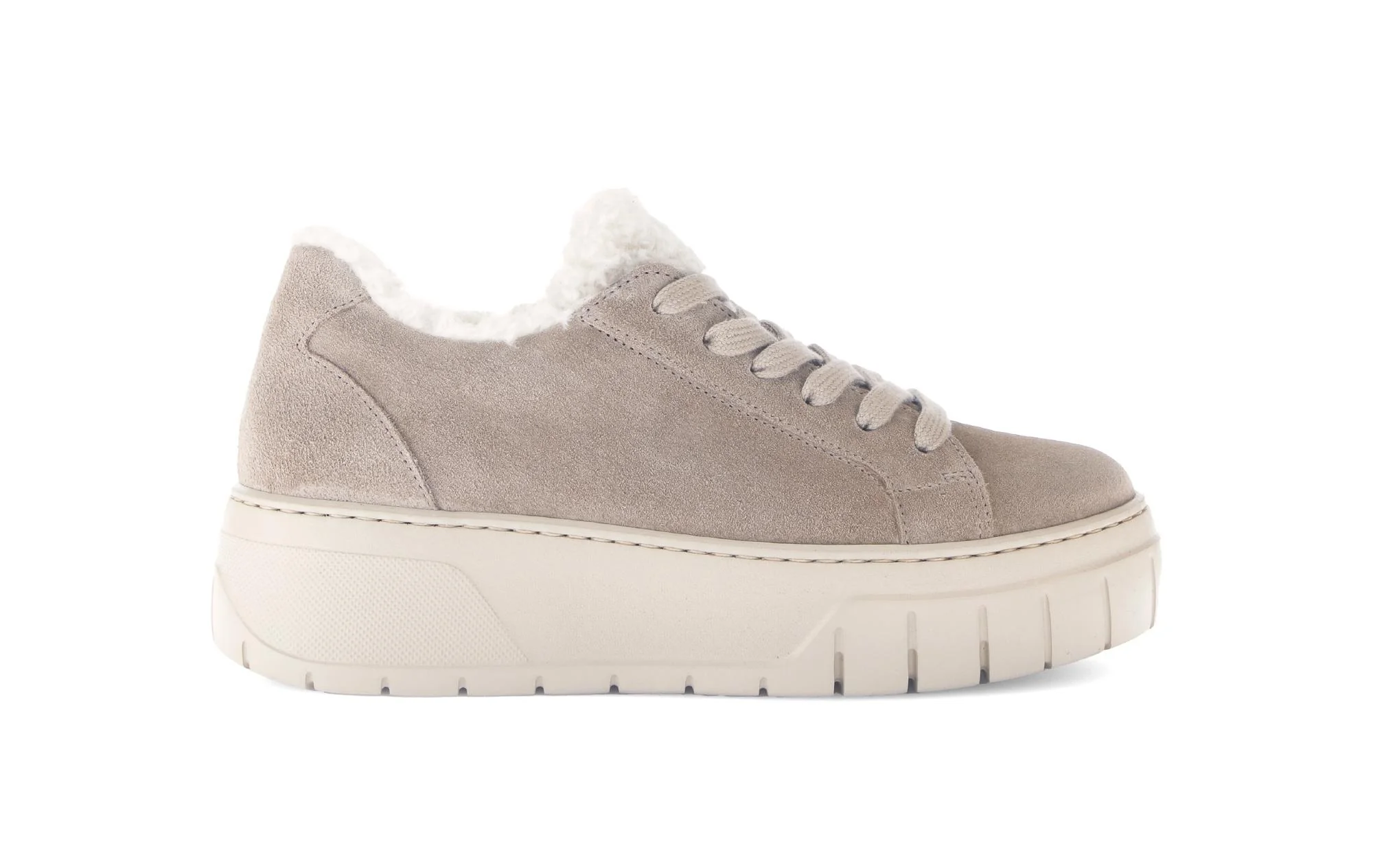 Baskets beiges en cuir nubuck - doublure intérieure chaude