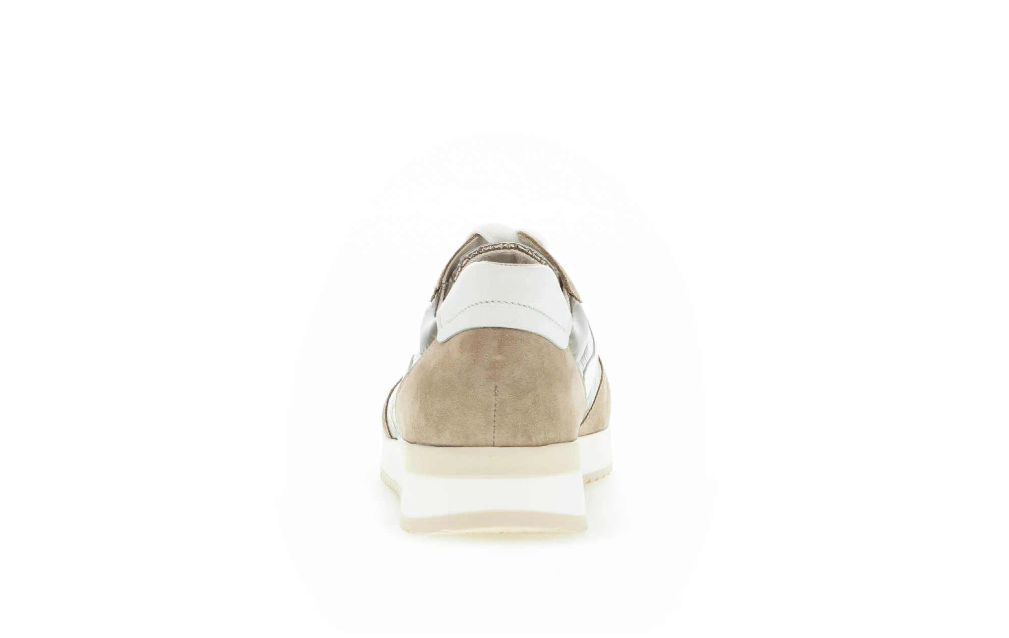 Baskets beiges en cuir et en textile - Image 4