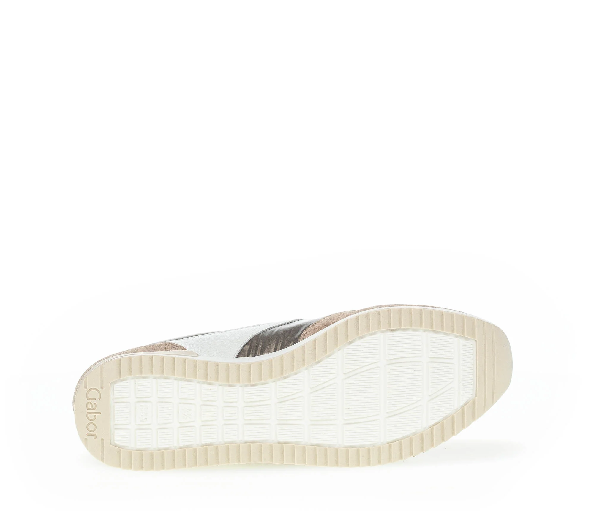 Baskets beiges en cuir et en textile - Image 6