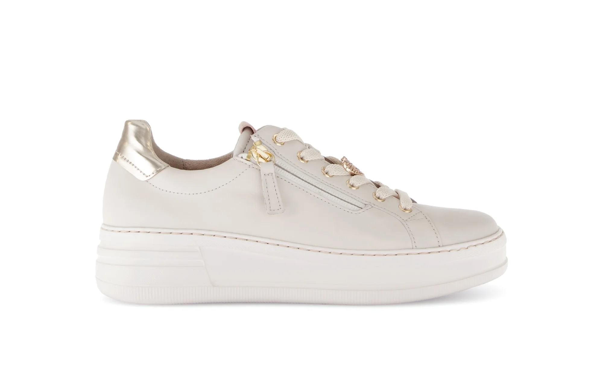 Baskets beiges en cuir lisse