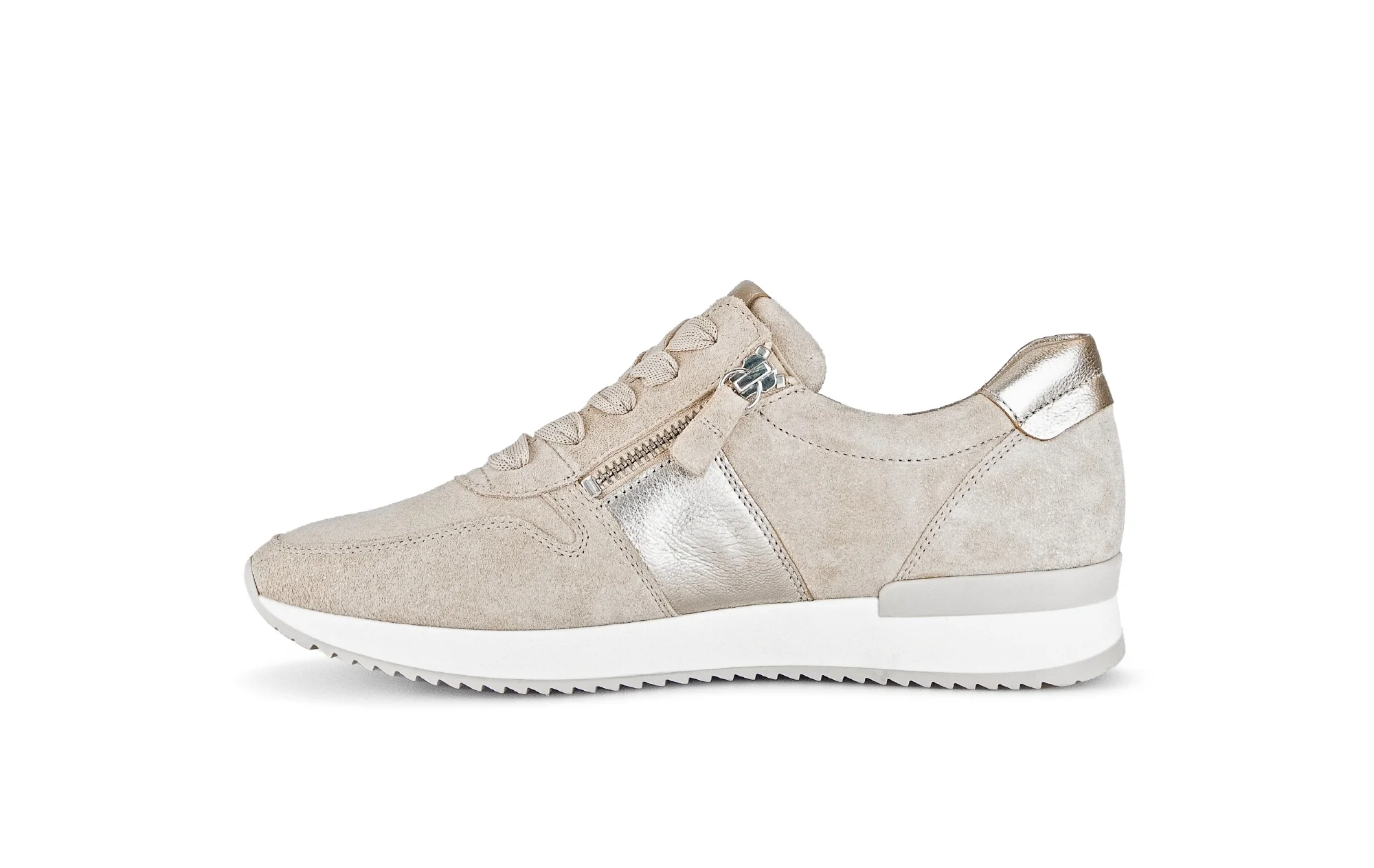 Baskets beiges en nubuck insert métallisé - Image 2