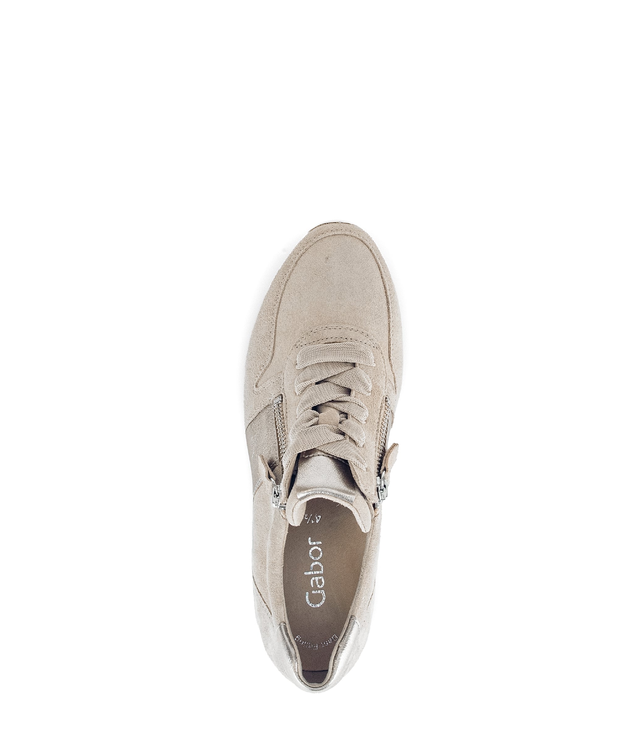 Baskets beiges en nubuck insert métallisé - Image 3
