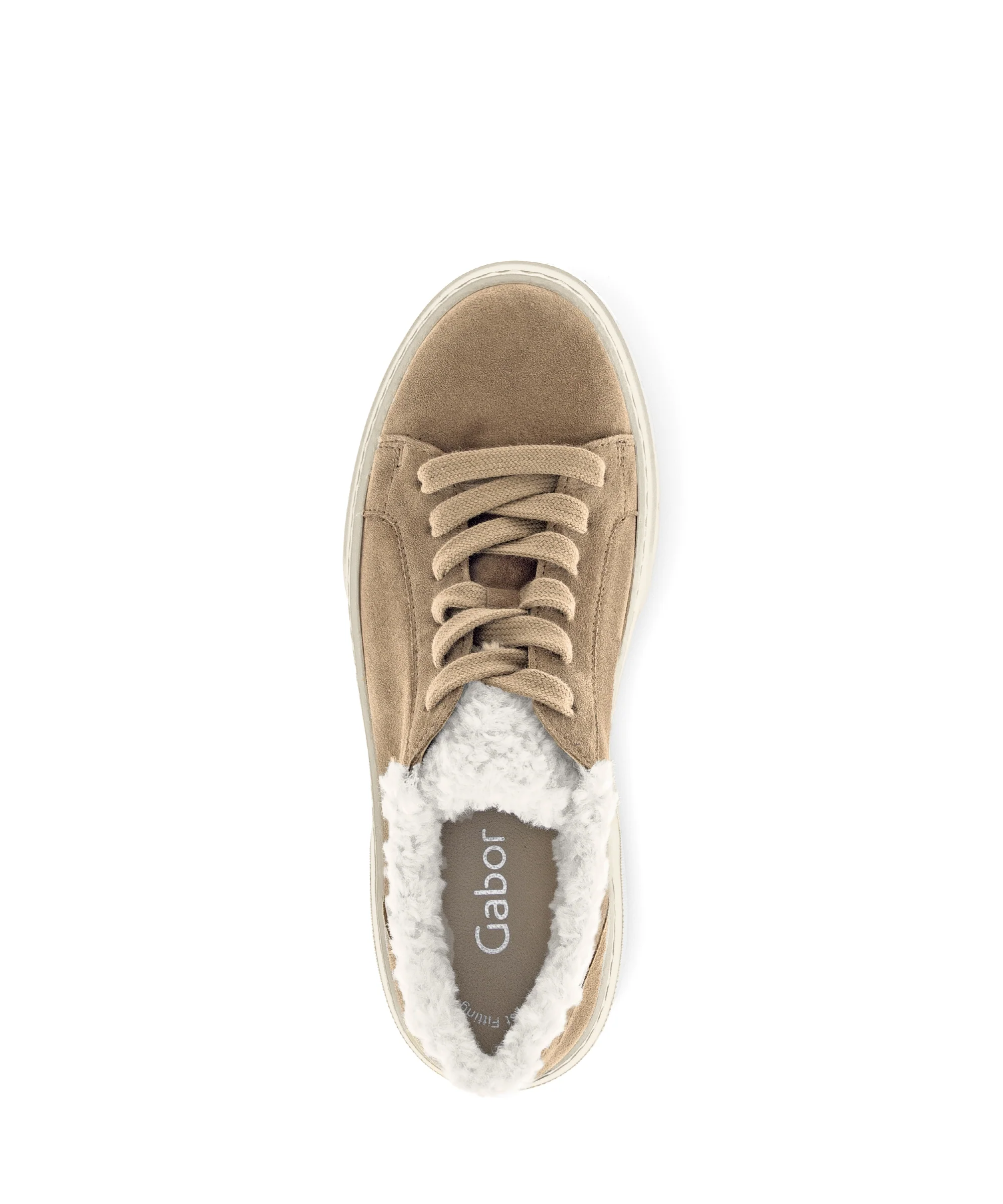 Baskets beiges en velours/fourure - Image 3