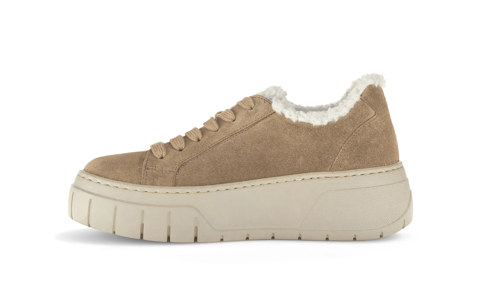 Baskets beiges en velours/fourure - Image 4