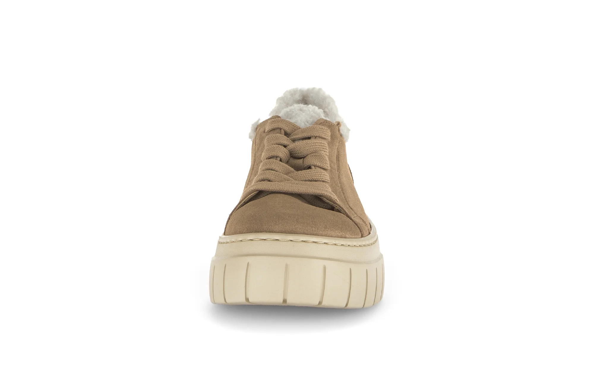 Baskets beiges en velours/fourure - Image 5