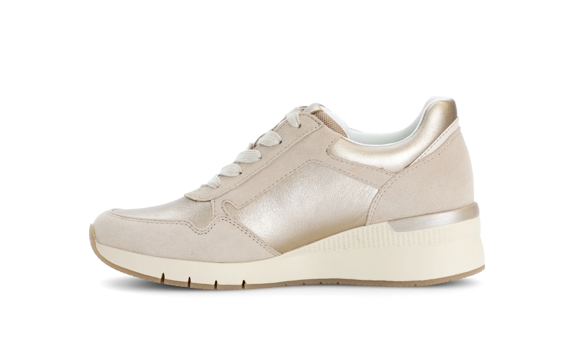 Baskets beiges métallisées en cuir métallisé - Image 2