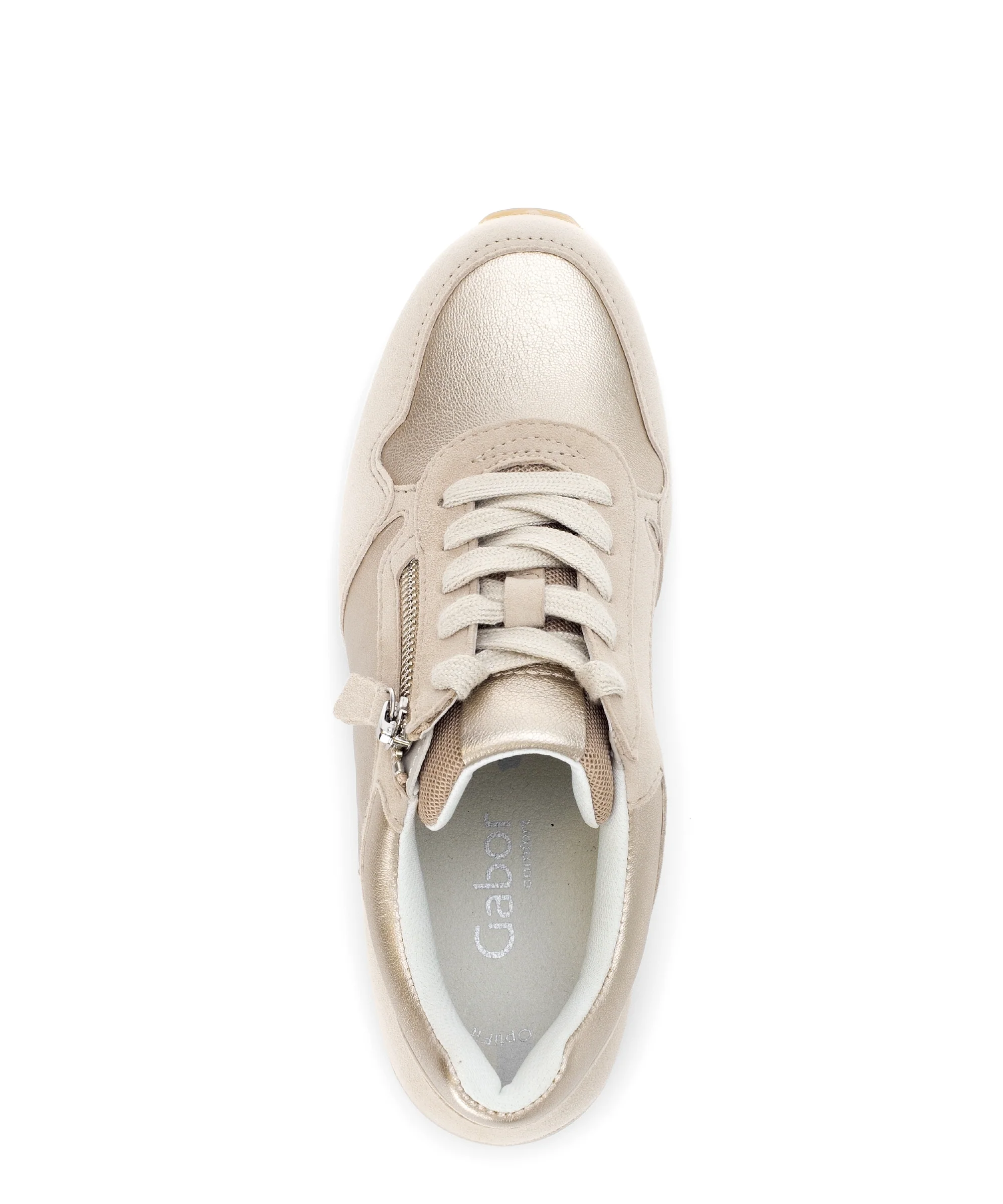 Baskets beiges métallisées en cuir métallisé - Image 3