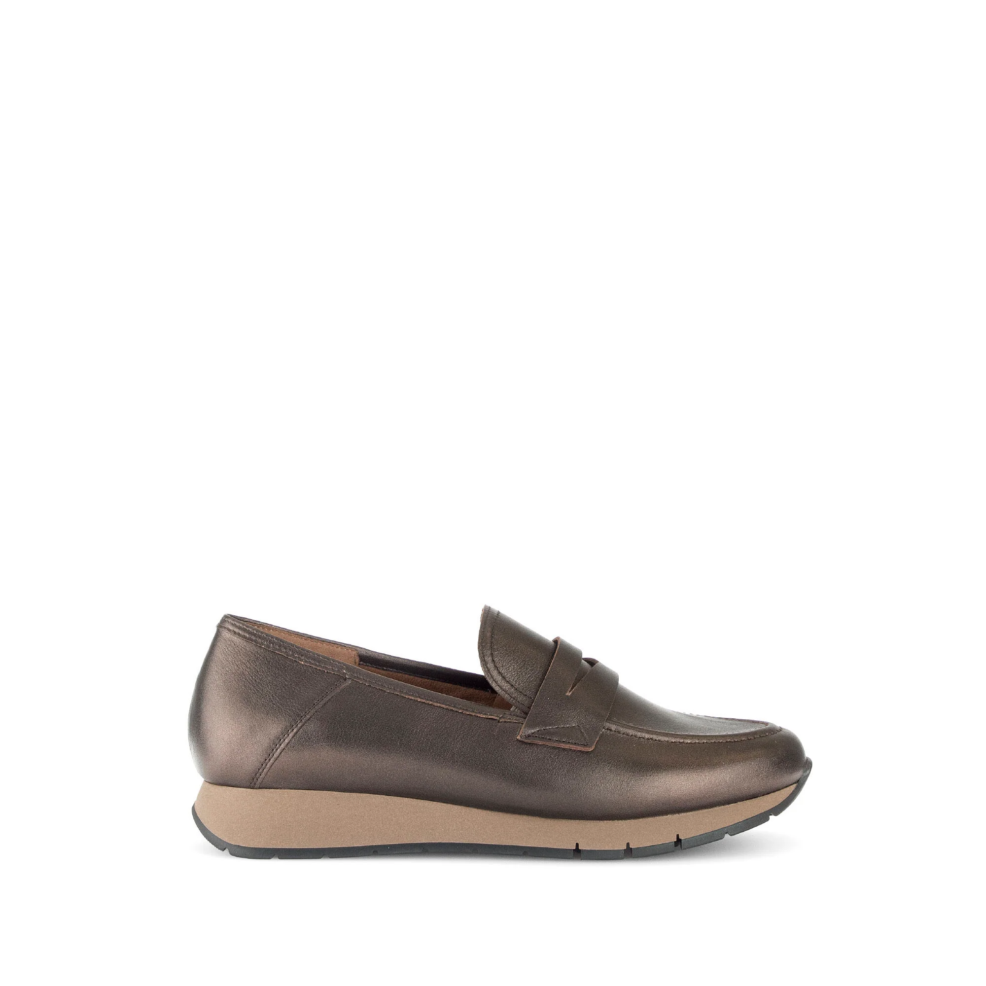Mocassins bronze en cuir lisse