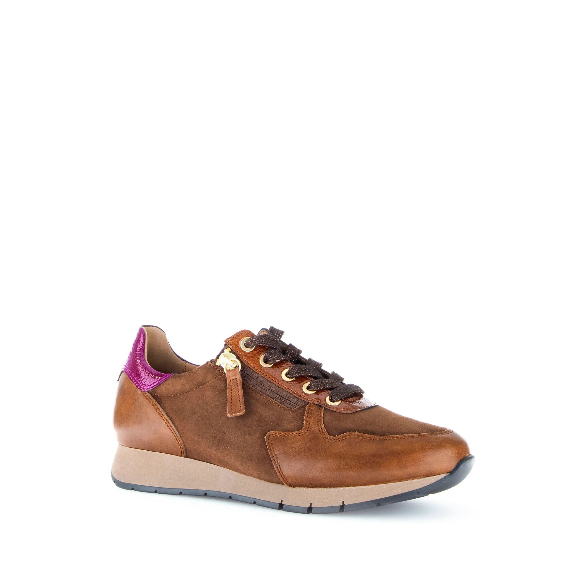 Baskets cognac en combinaison cuirs - Image 3