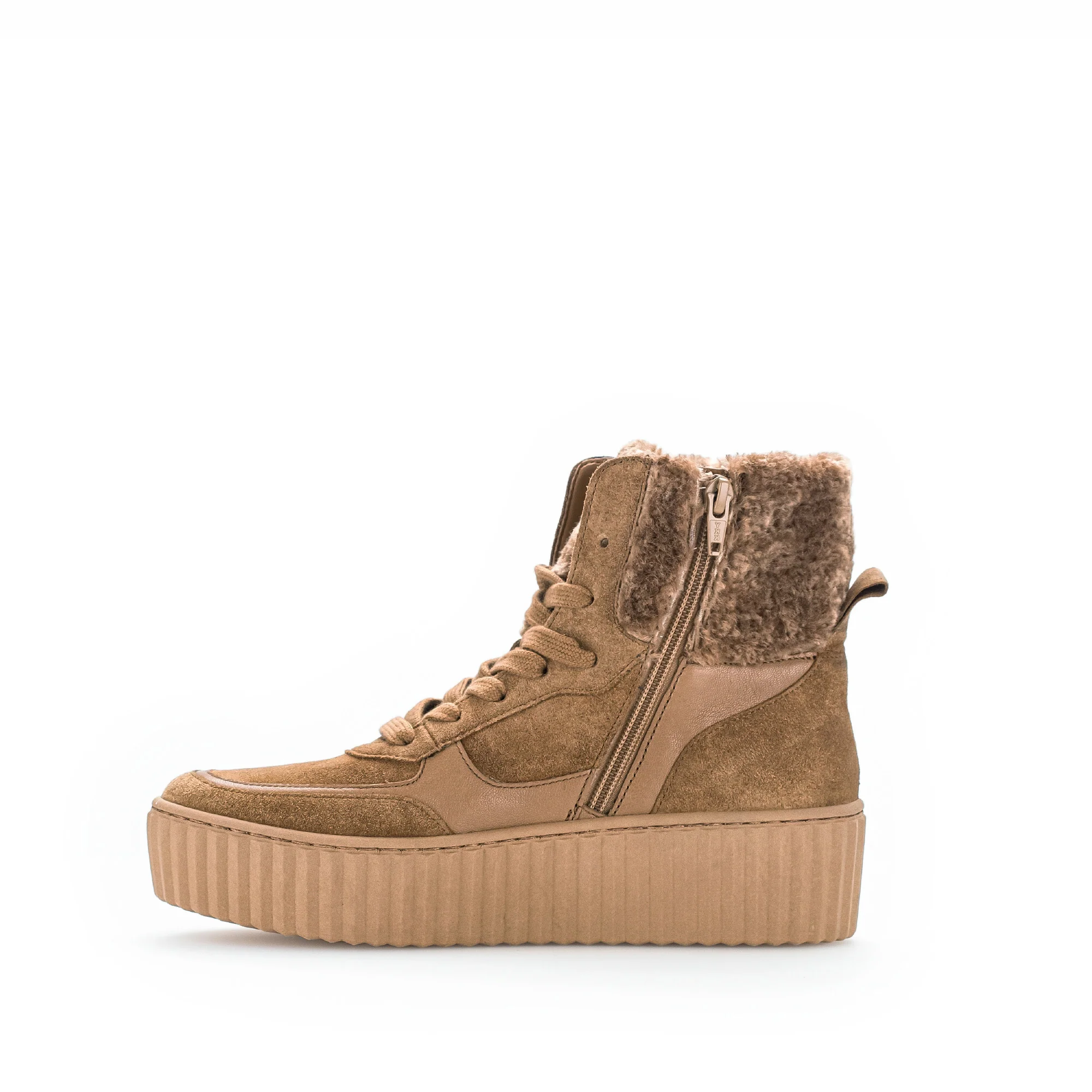 Baskets cognac en velours et fourrure - Image 2