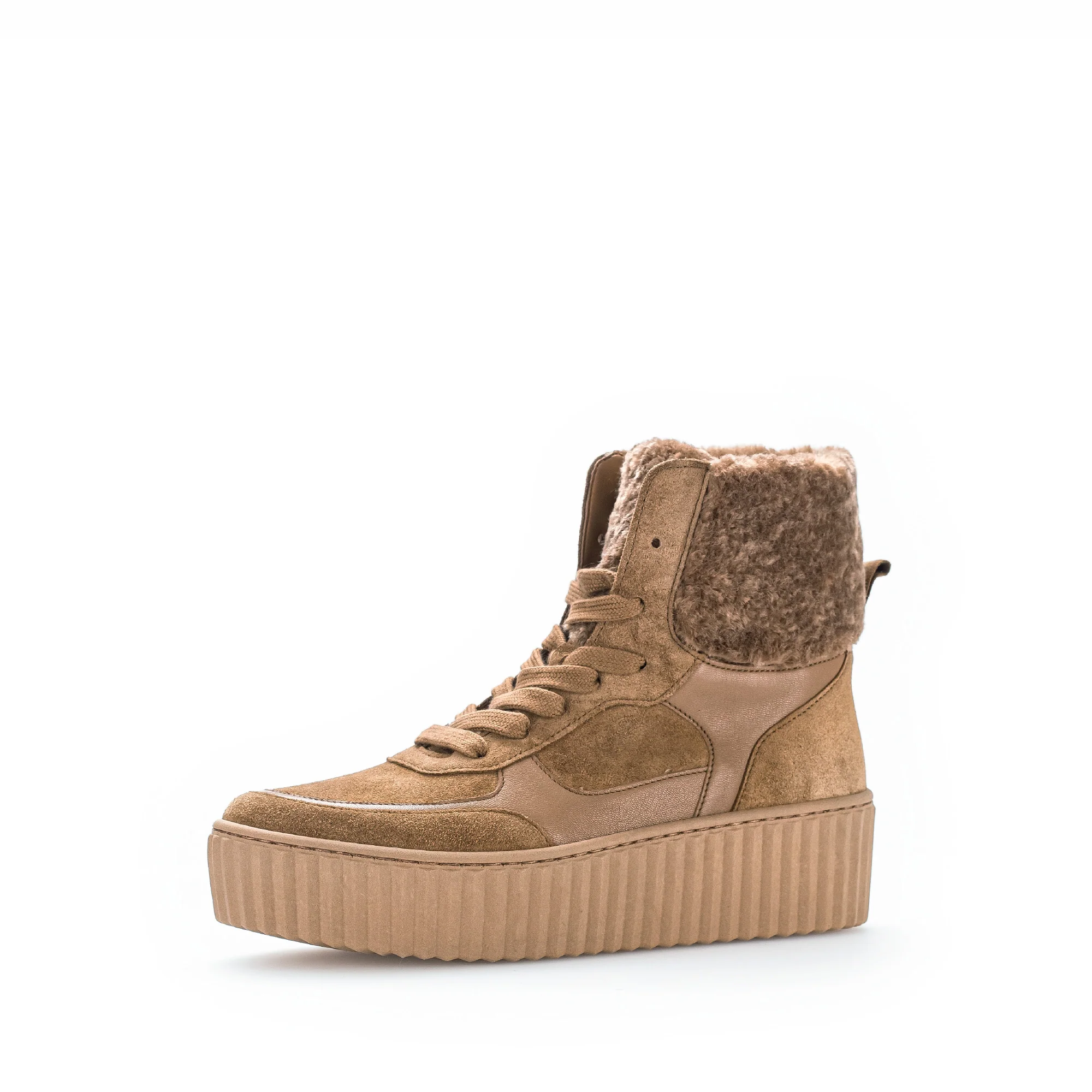 Baskets cognac en velours et fourrure - Image 3
