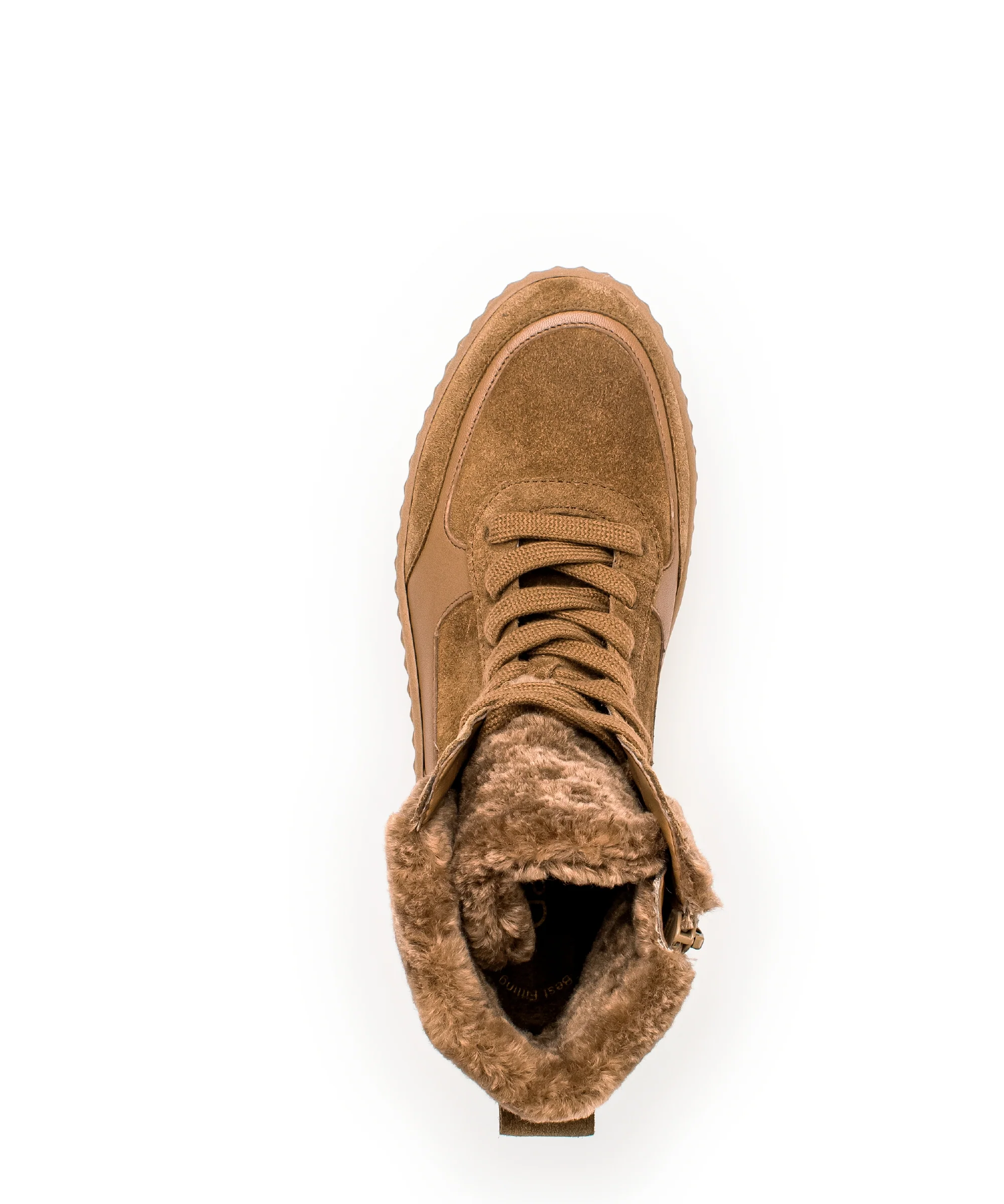 Baskets cognac en velours et fourrure - Image 4