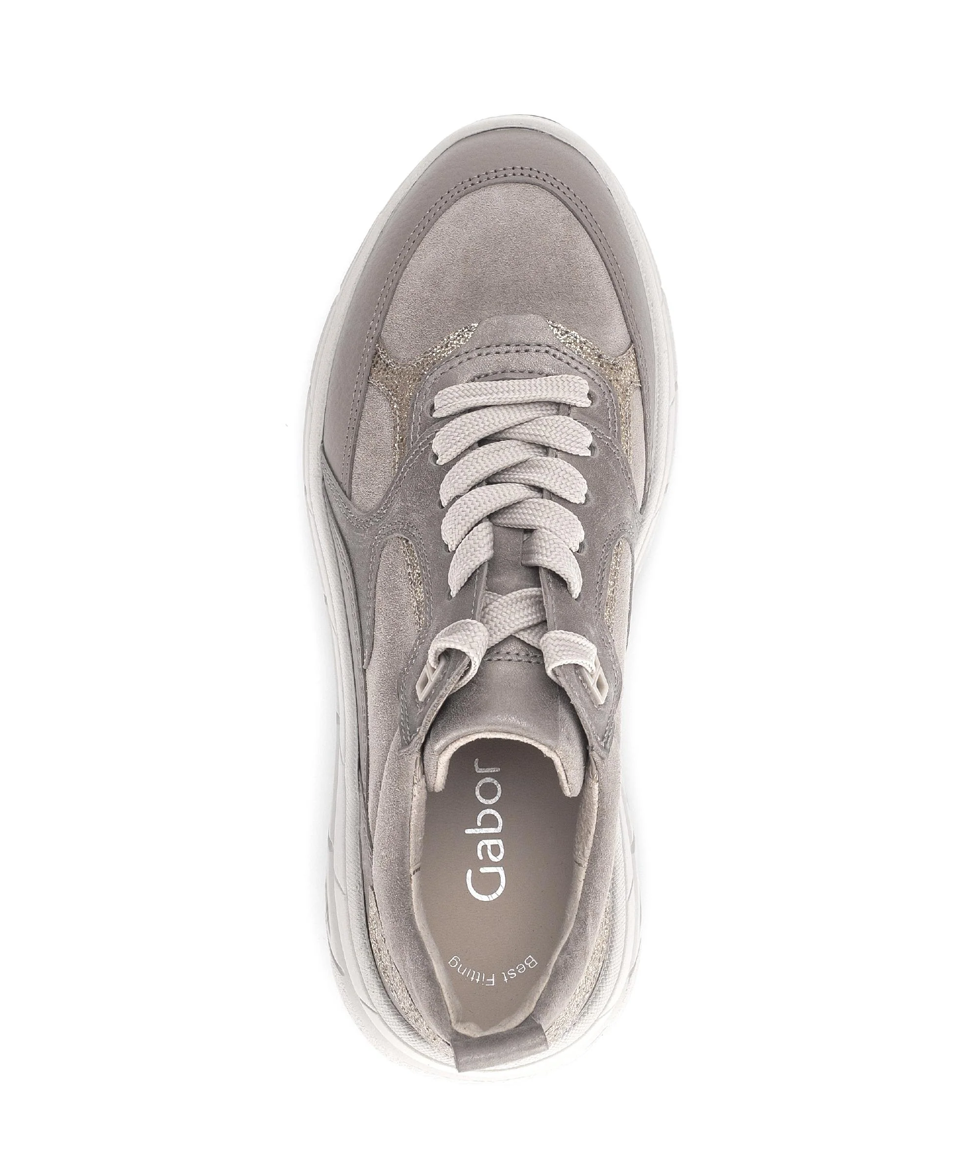 Baskets beige irisée en cuir lisse et nubuck - Image 3