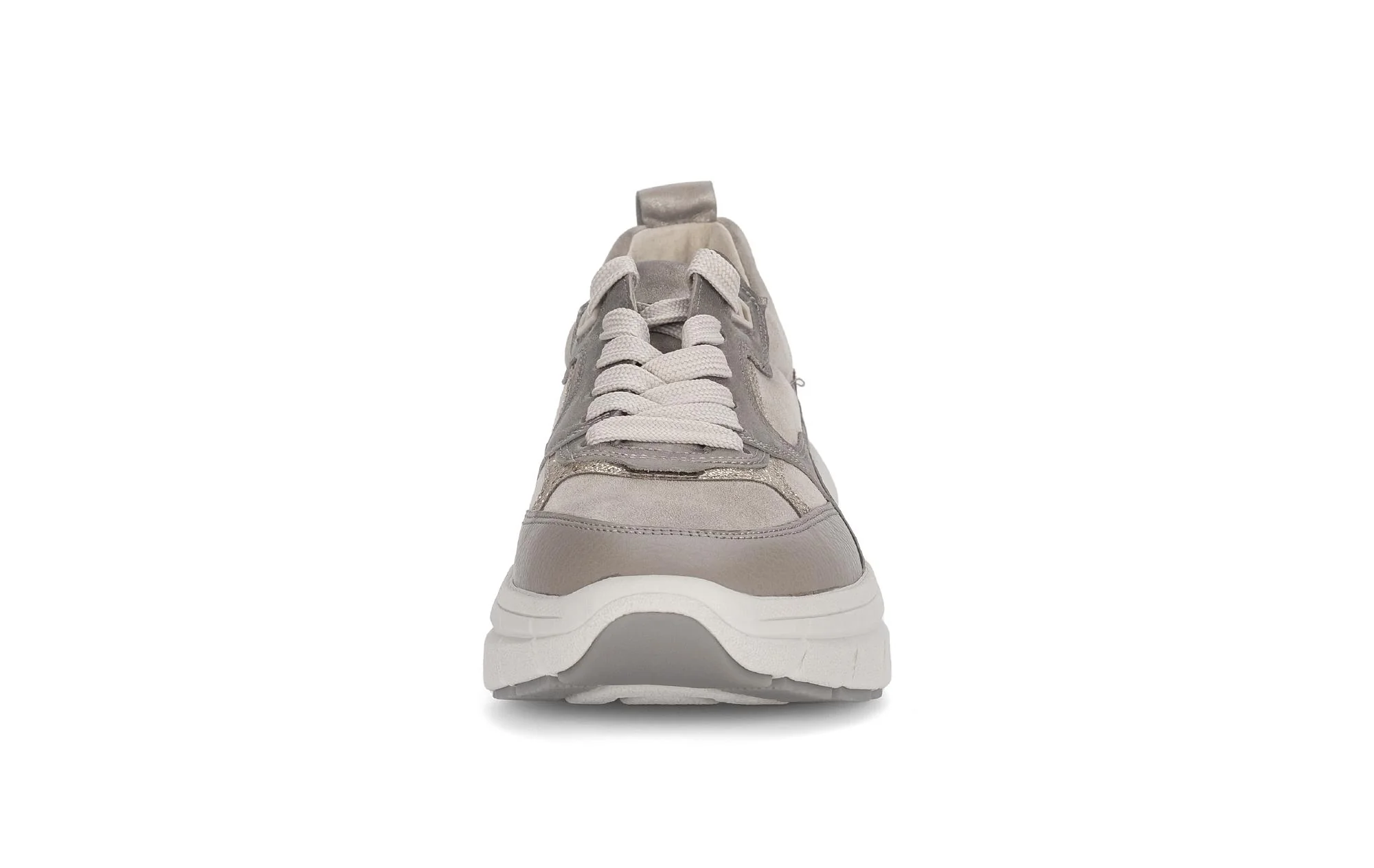 Baskets beige irisée en cuir lisse et nubuck - Image 5