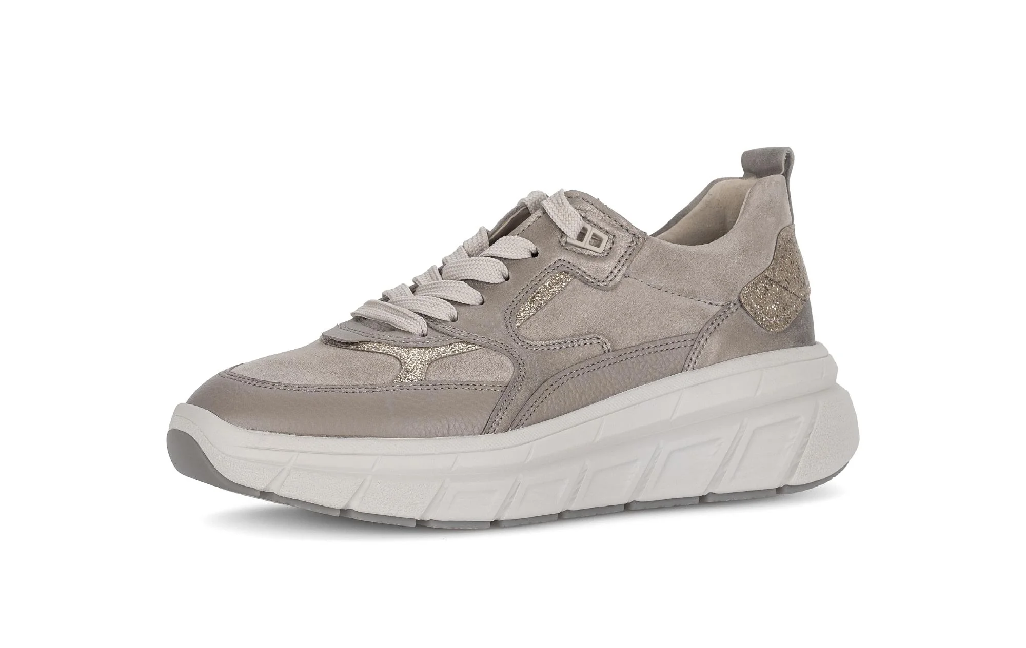 Baskets beige irisée en cuir lisse et nubuck - Image 6