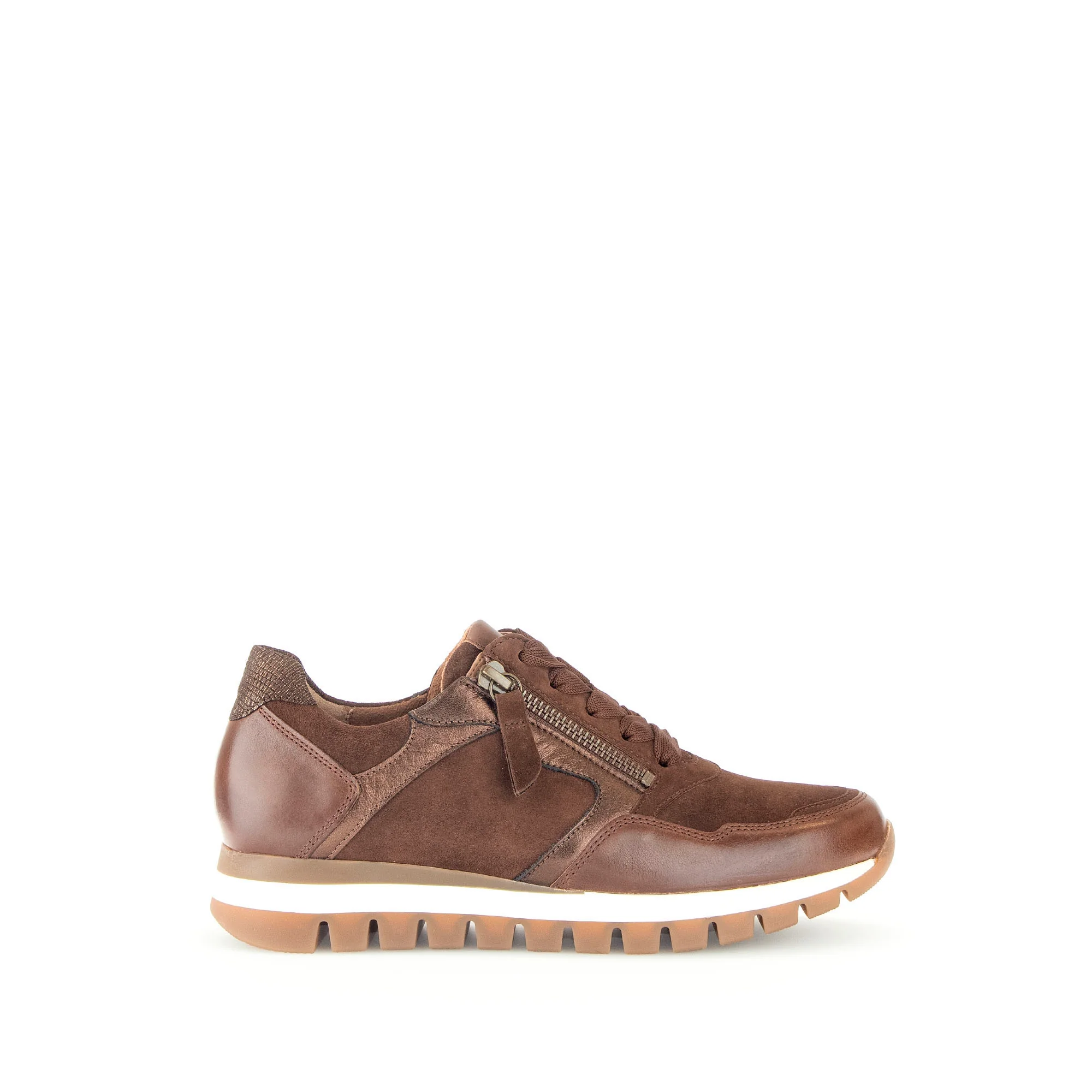 Baskets marrons en combinaison cuirs