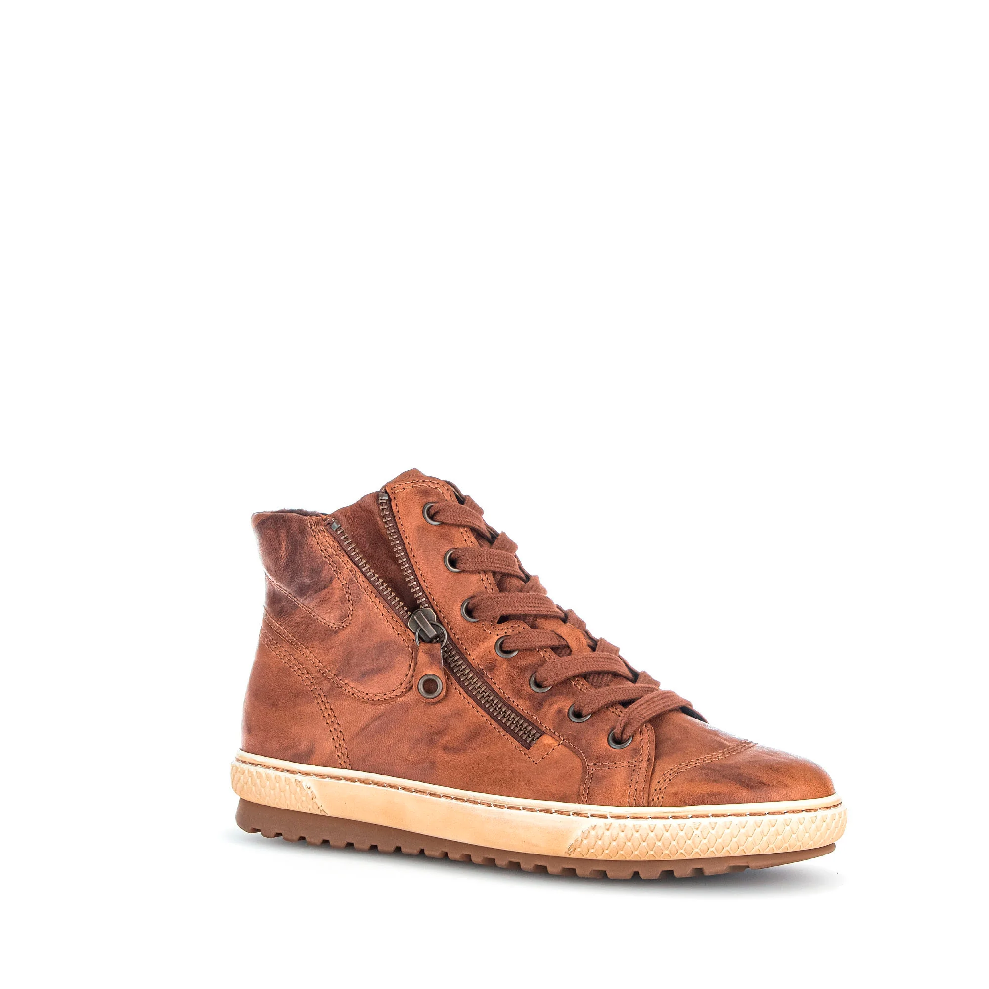 Baskets montantes cognacs en cuir lisse - Image 3