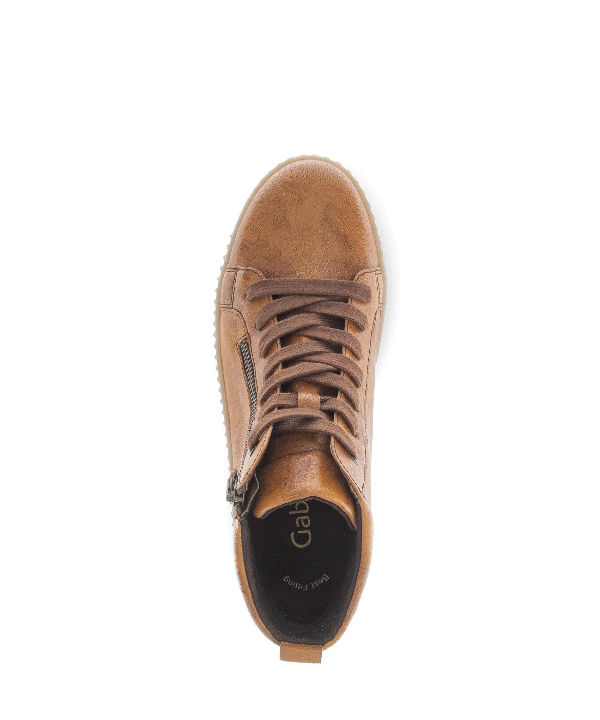 Baskets montantes marron en cuir gras - Image 3