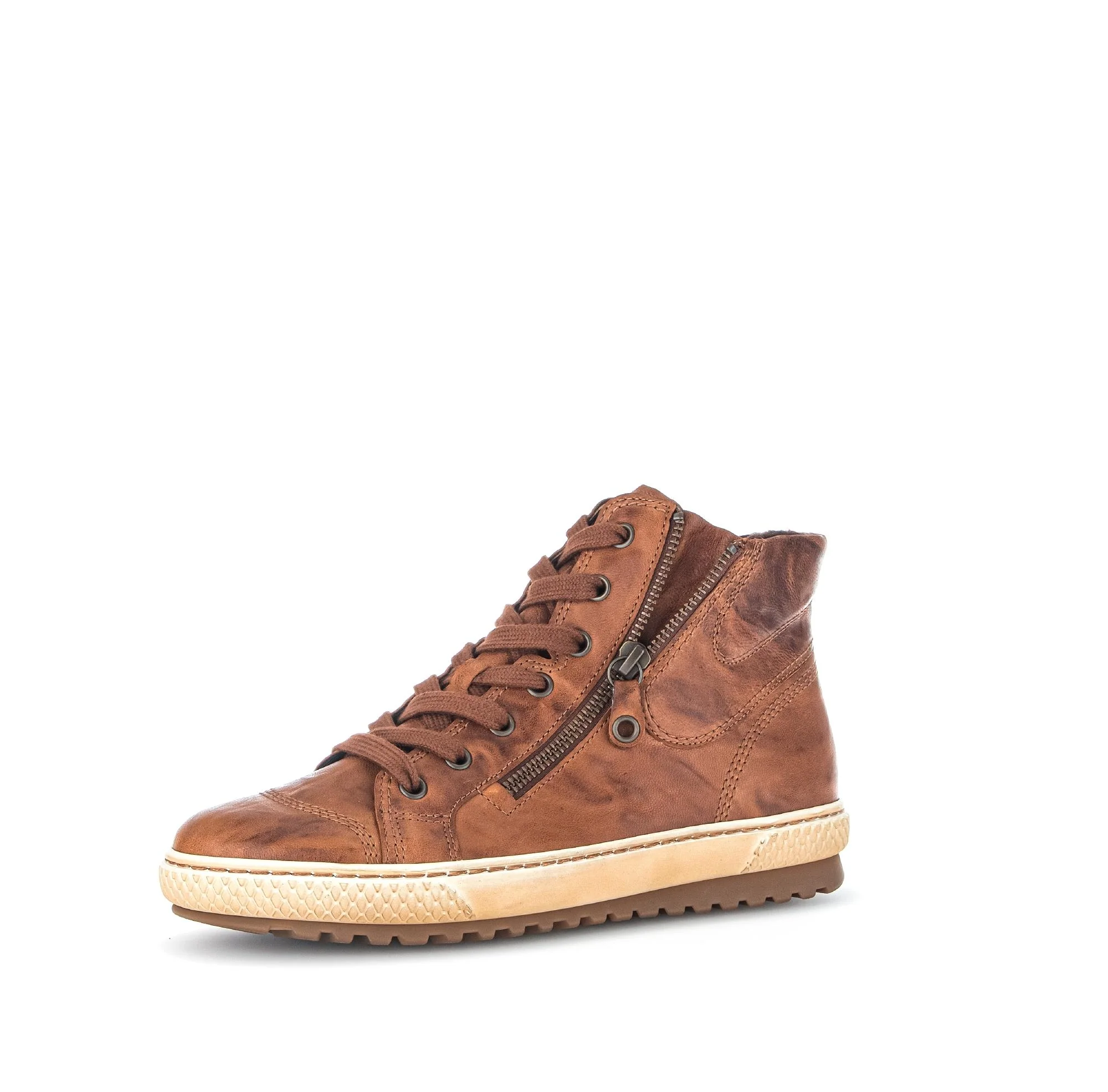 Baskets montantes marron en cuir gras - Image 6