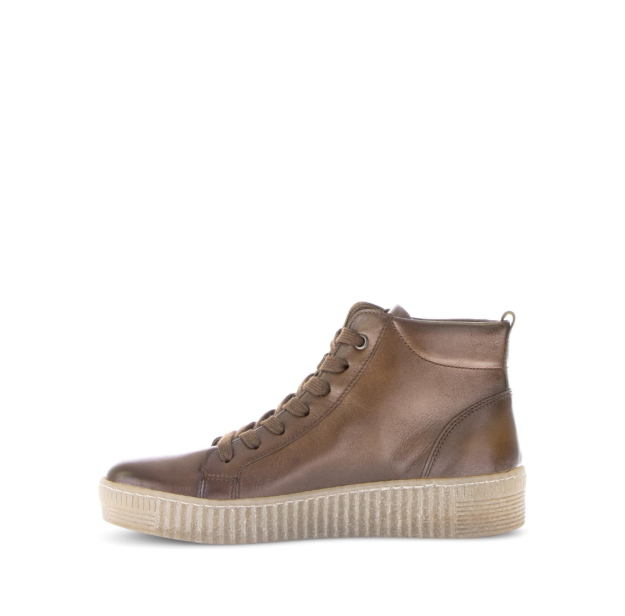 Baskets montantes marron en cuir lisse - Image 2