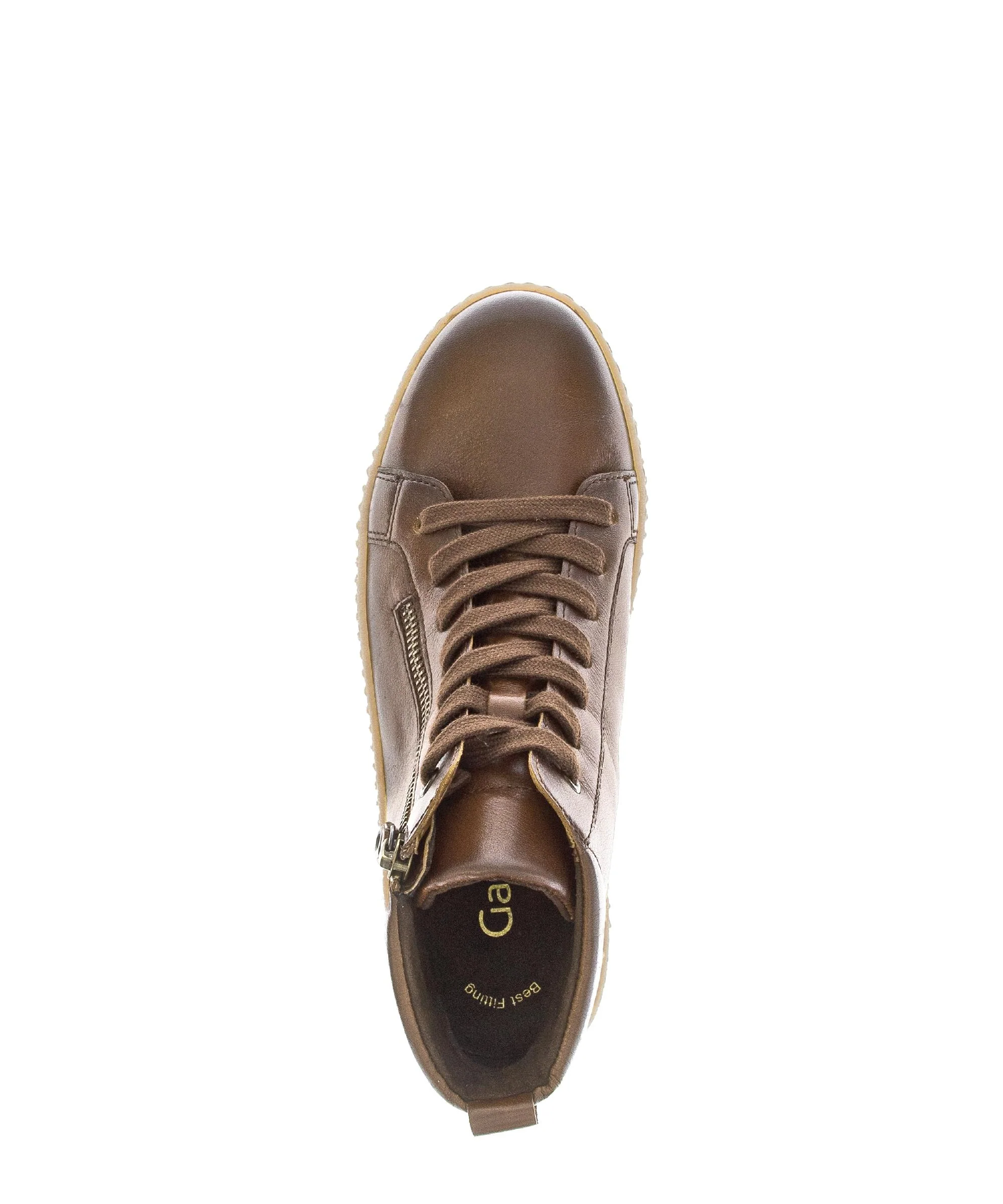Baskets montantes marron en cuir lisse - Image 3