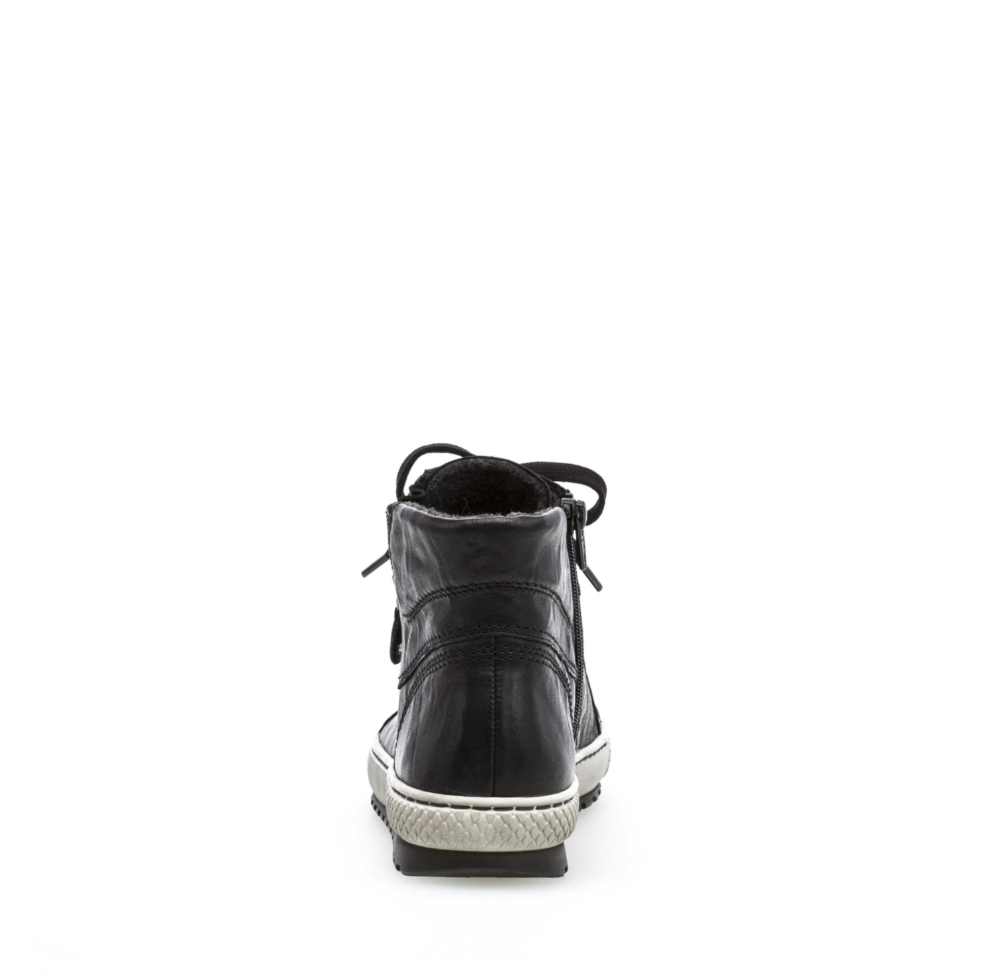 Baskets montantes noires en cuir gras - Image 4