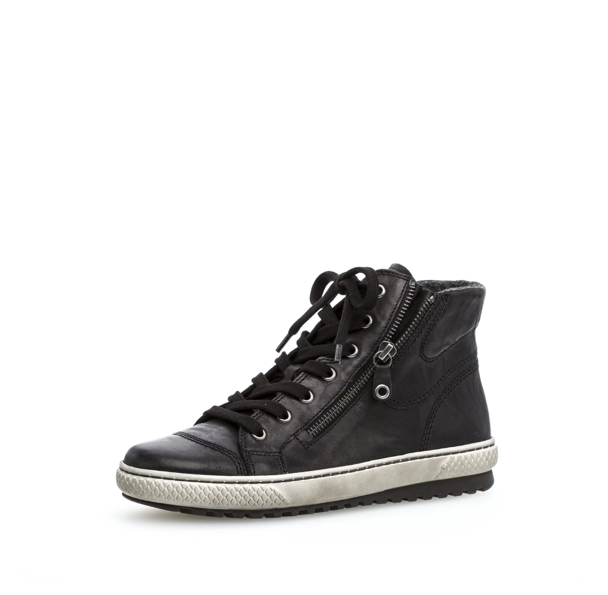 Baskets montantes noires en cuir gras - Image 6