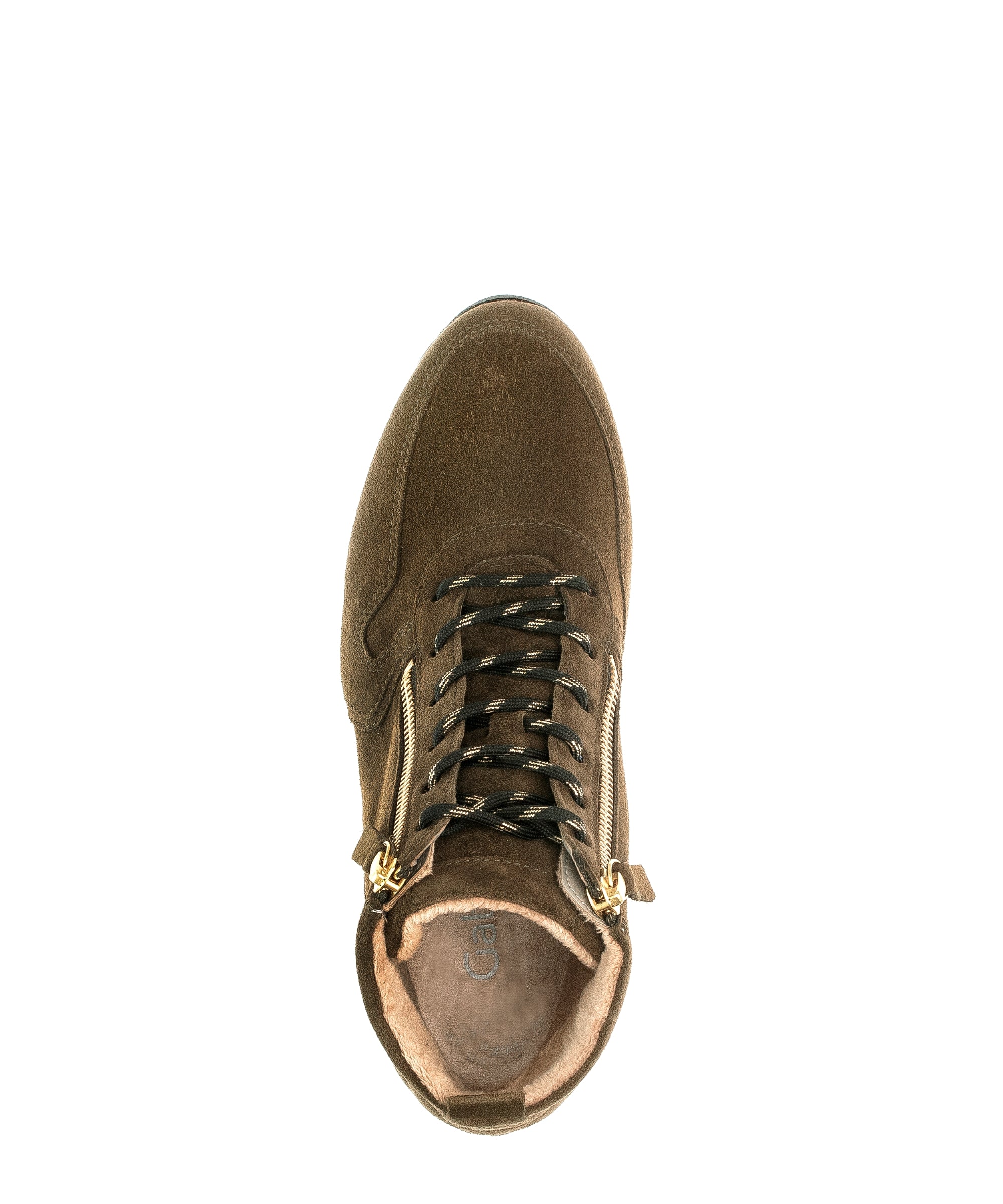 Baskets montantes olive en cuir velours - Image 6