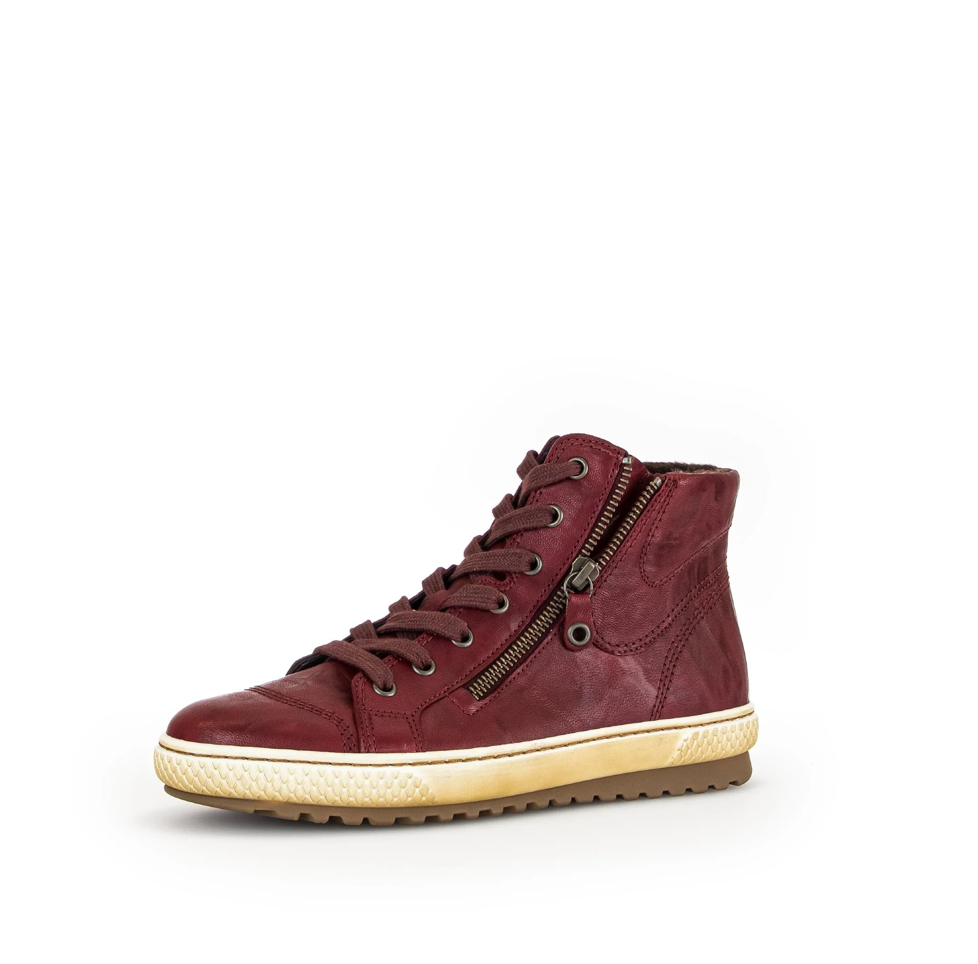 Baskets montantes rouges en cuir gras - Image 6