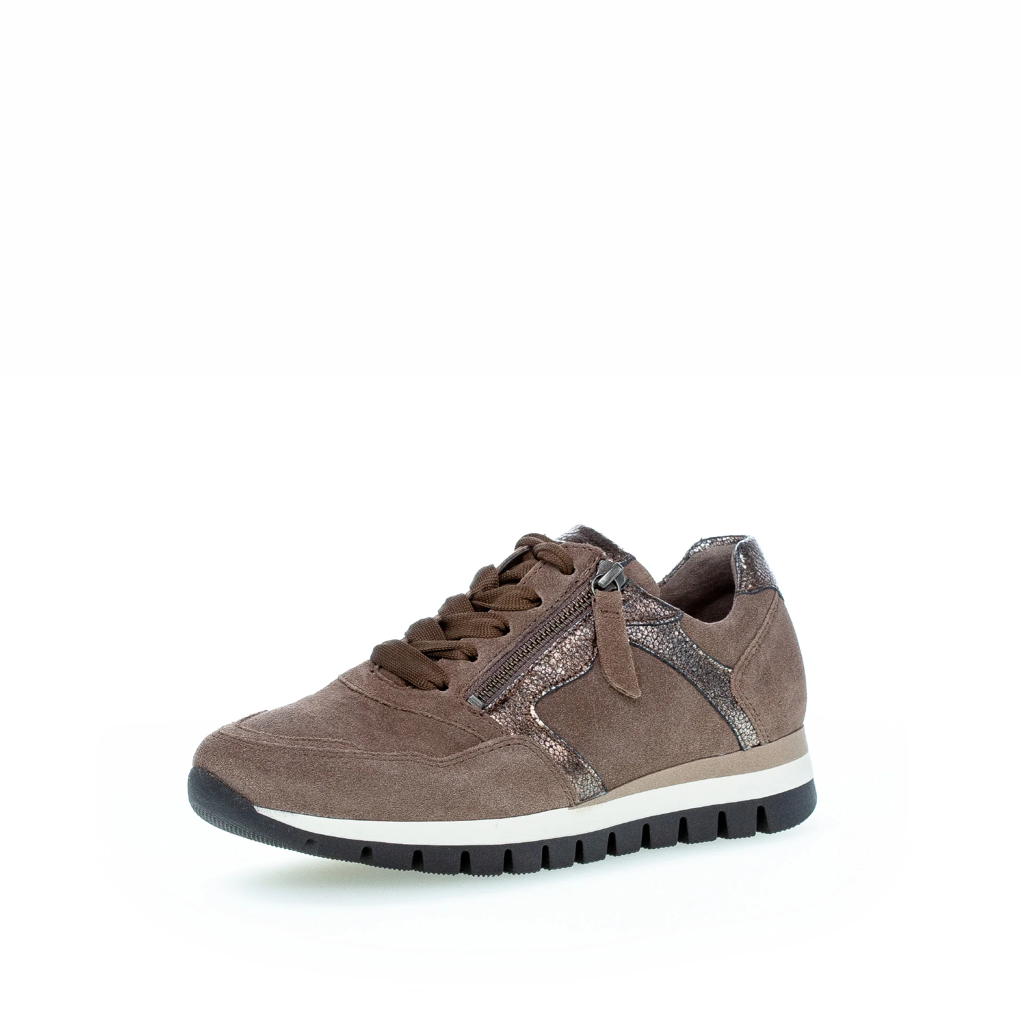Baskets taupe en velours - Image 3