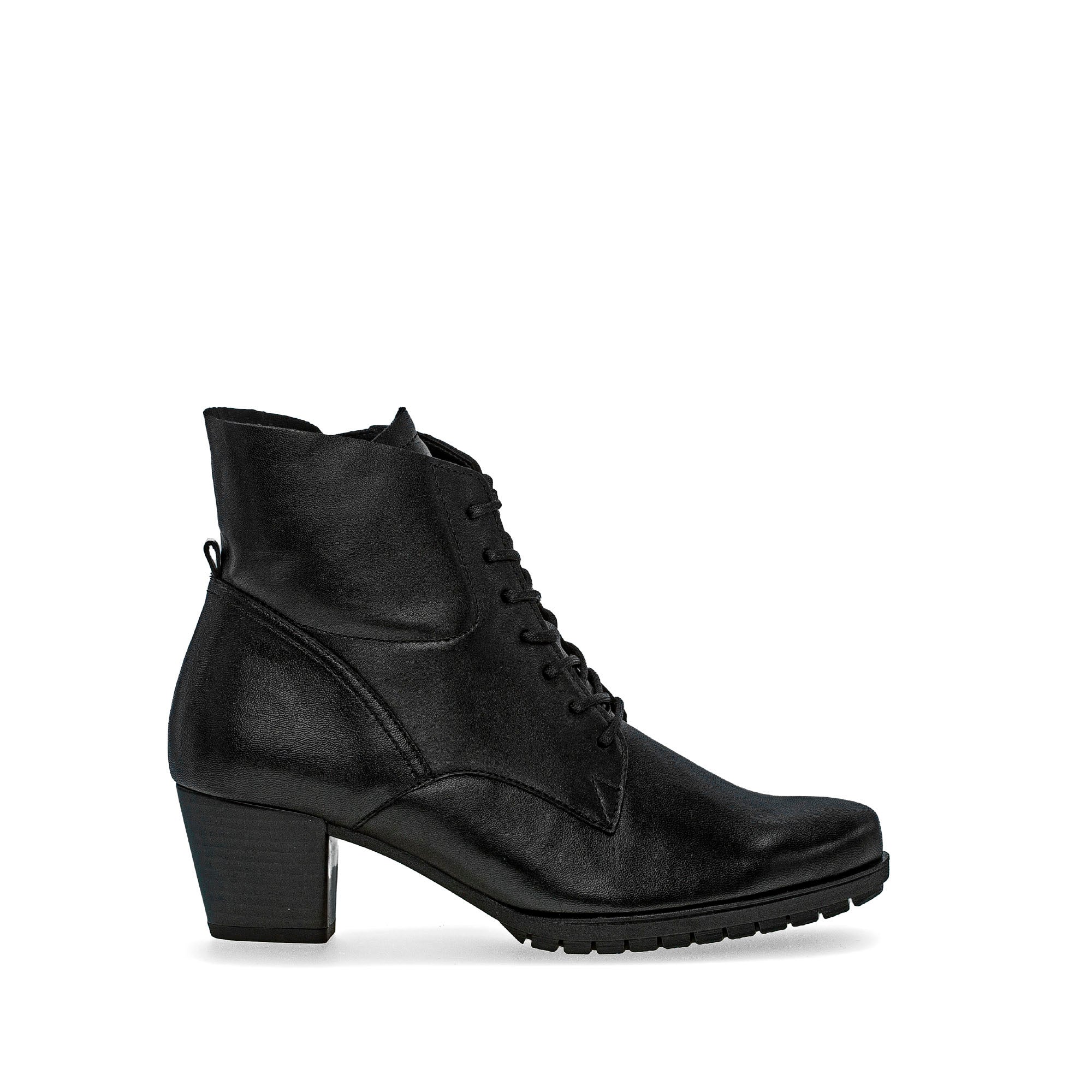 Bottine à lacets noirs en cuir lisse