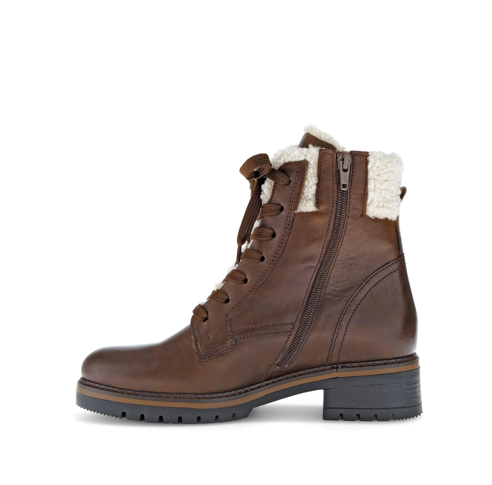Bottines à lacets marron en cuir lisse - Image 2