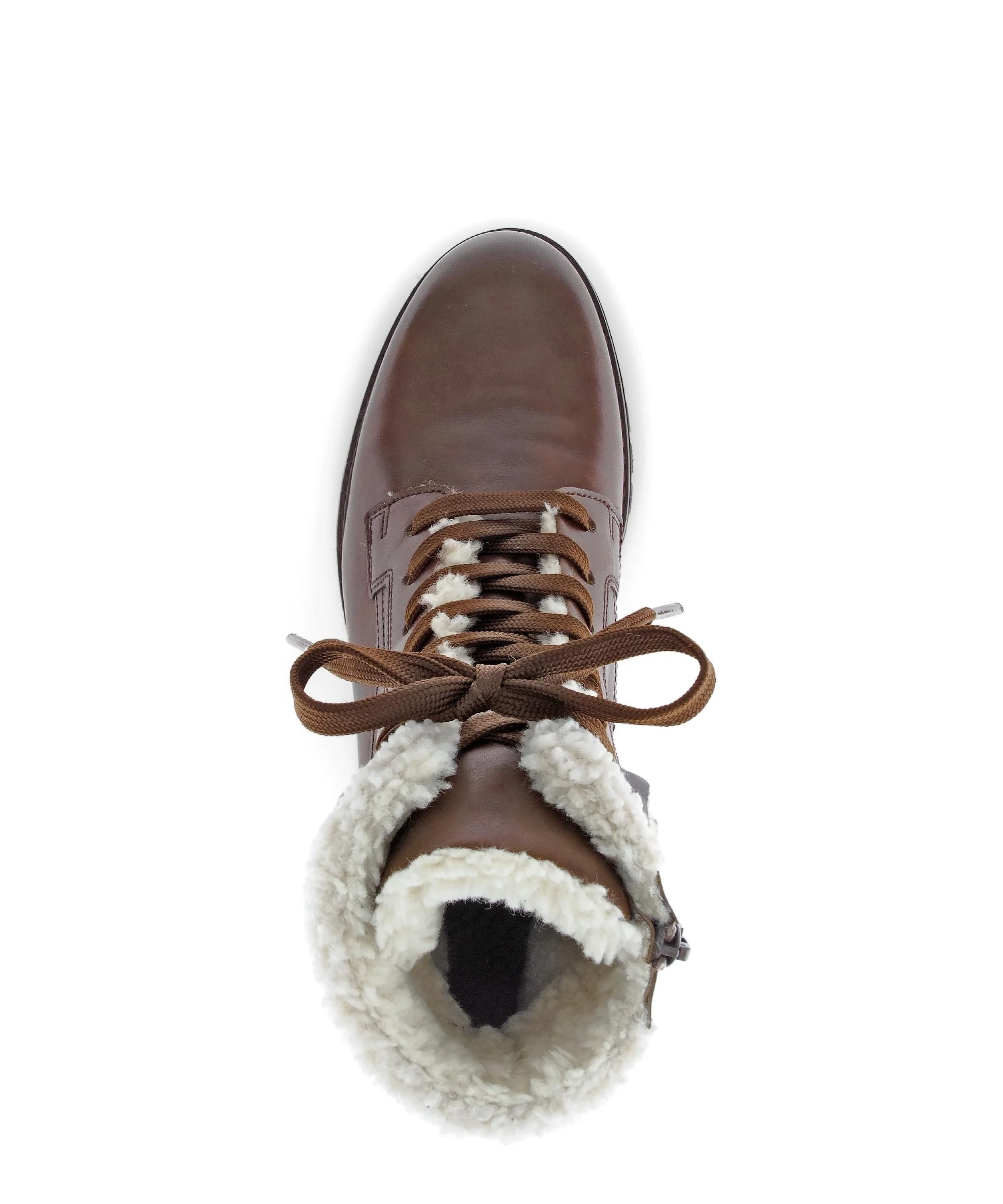 Bottines à lacets marron en cuir lisse - Image 3