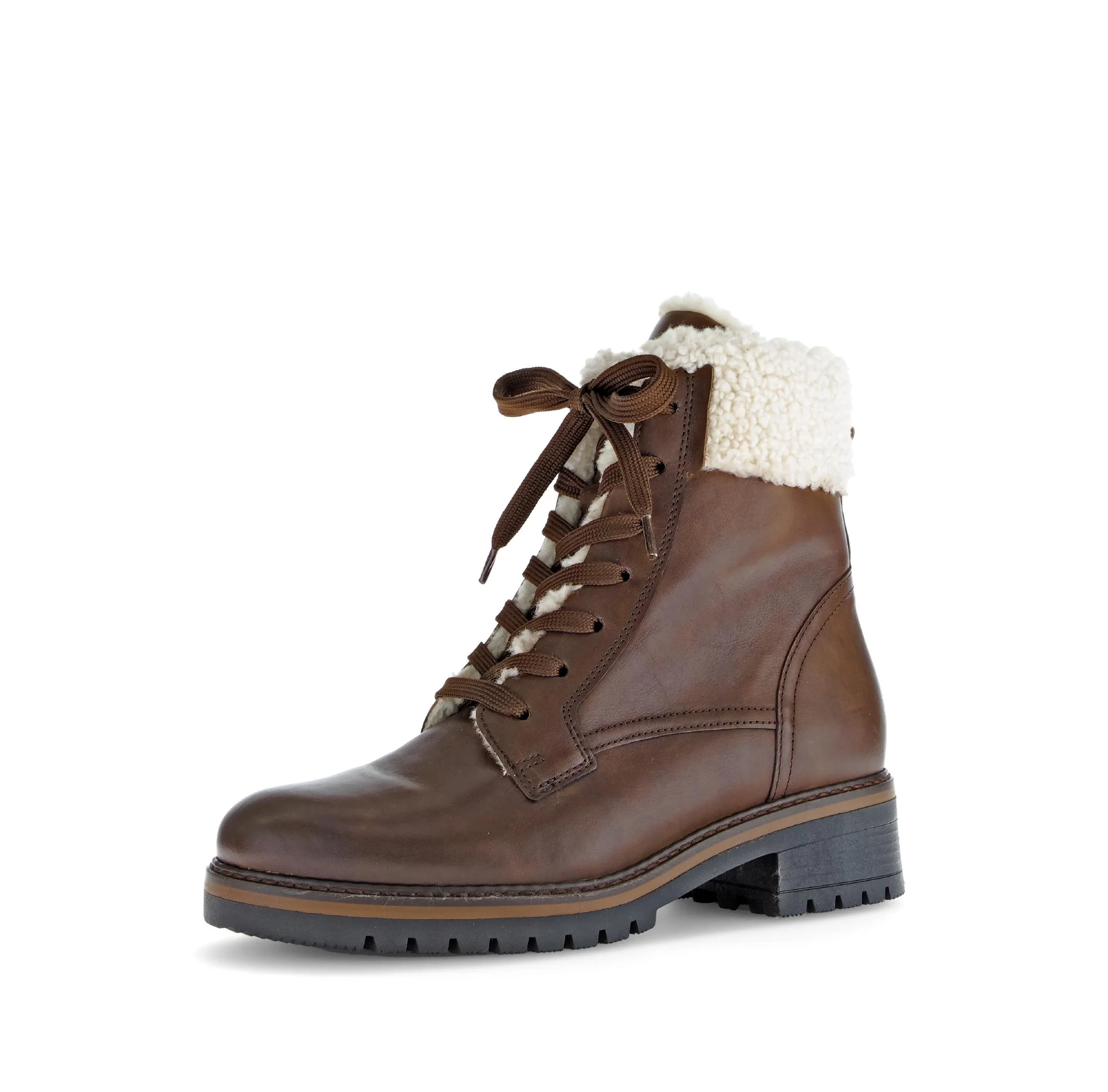 Bottines à lacets marron en cuir lisse - Image 6