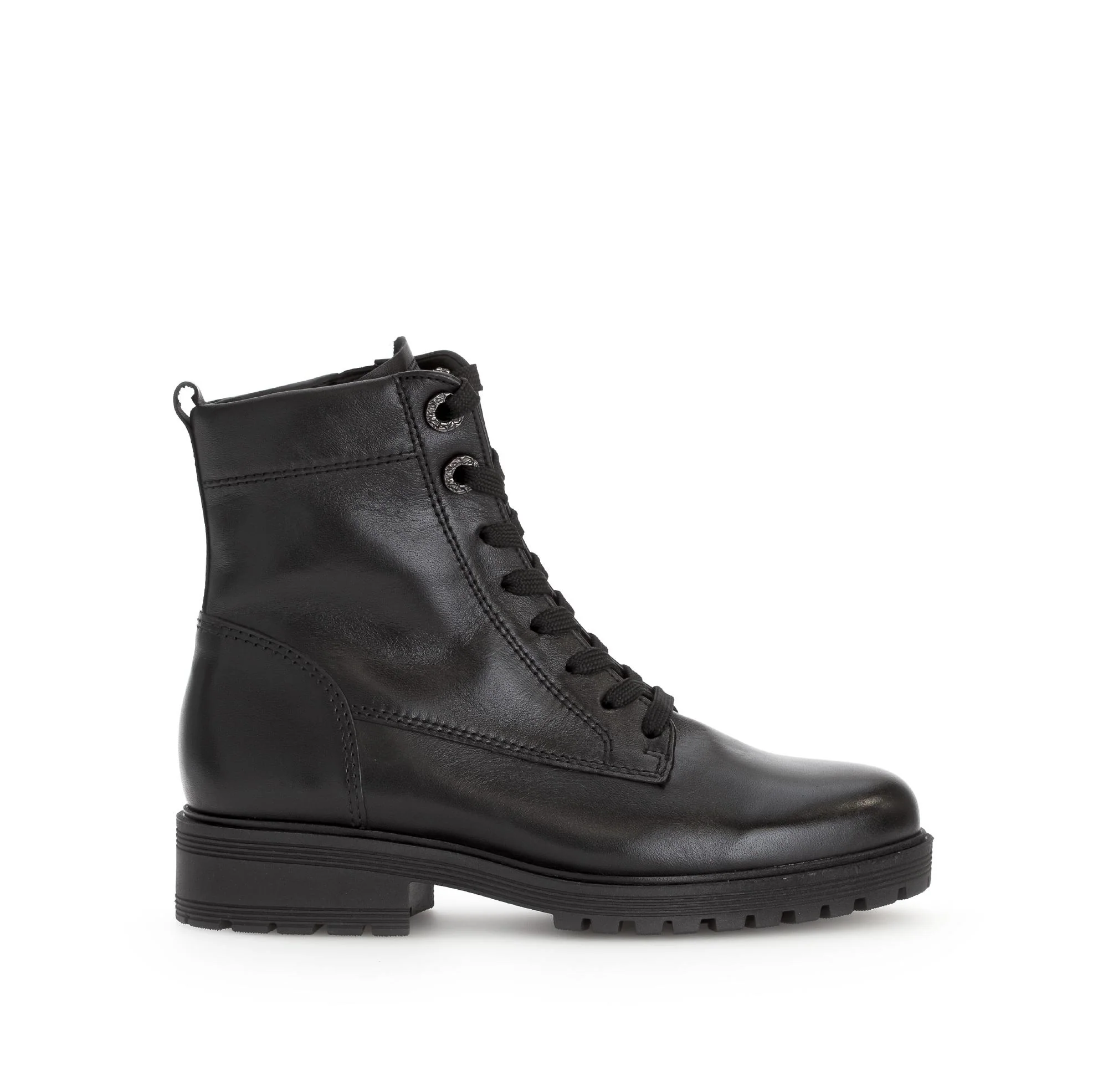 Bottines à lacets noires en cuir lisse