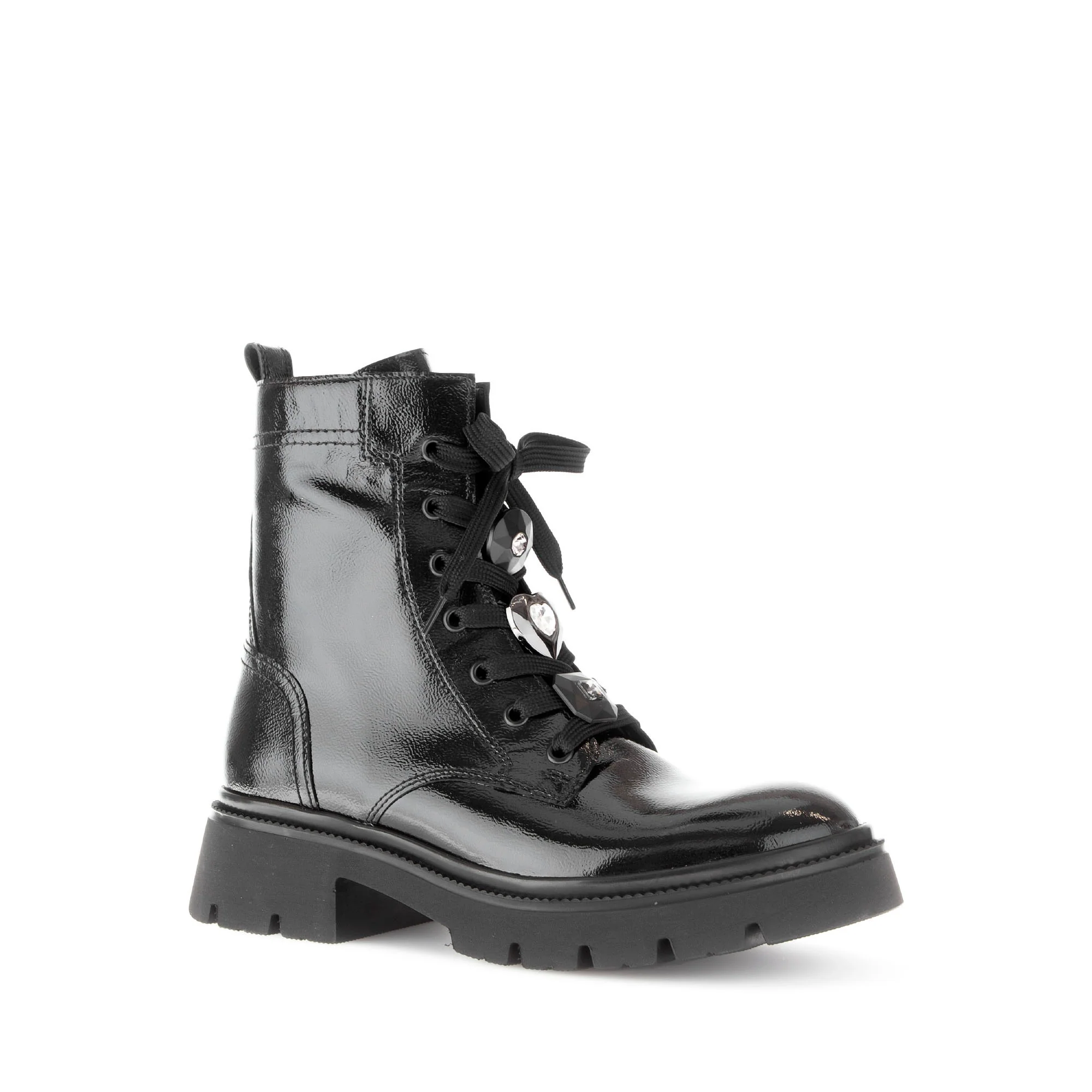 Bottines à lacets noires en cuir vernis - Image 3