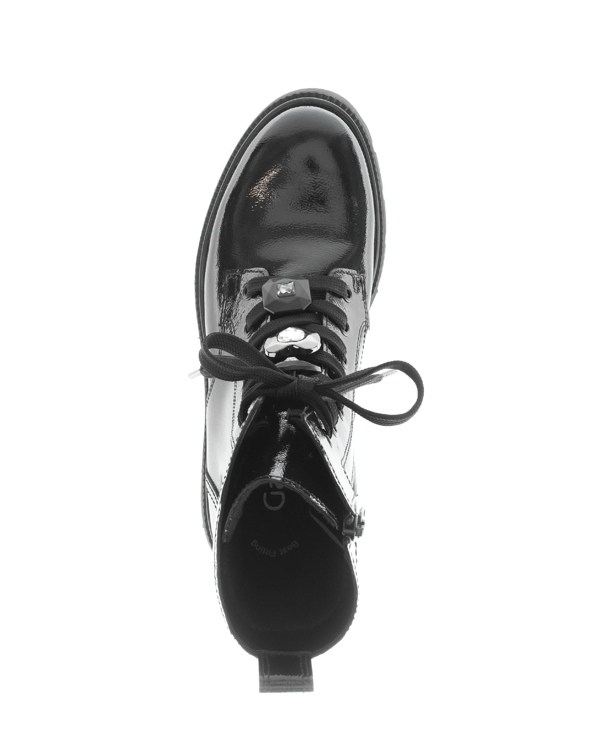 Bottines à lacets noires en cuir vernis - Image 6