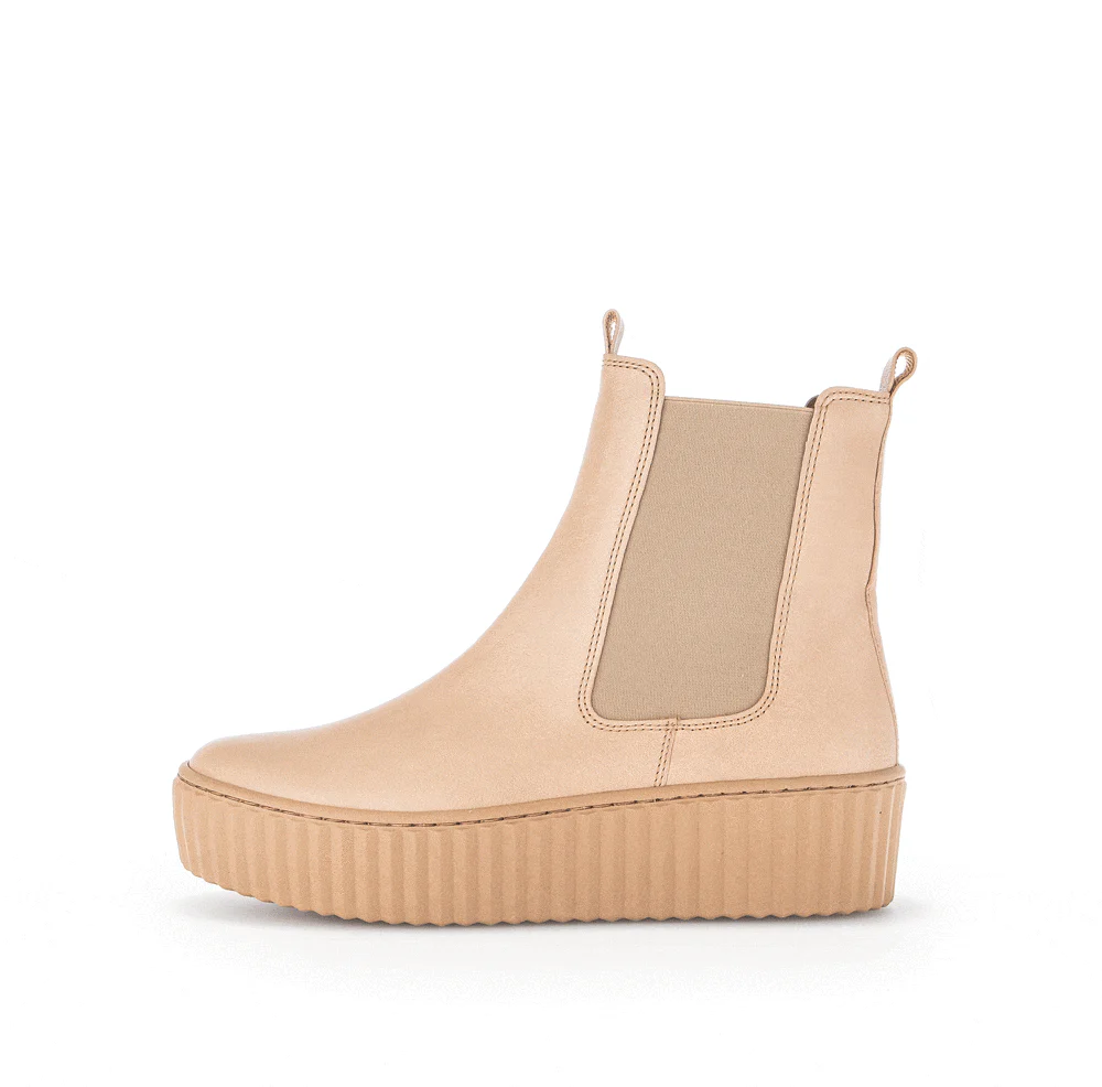 Bottines beiges en cuir lisse - Image 2