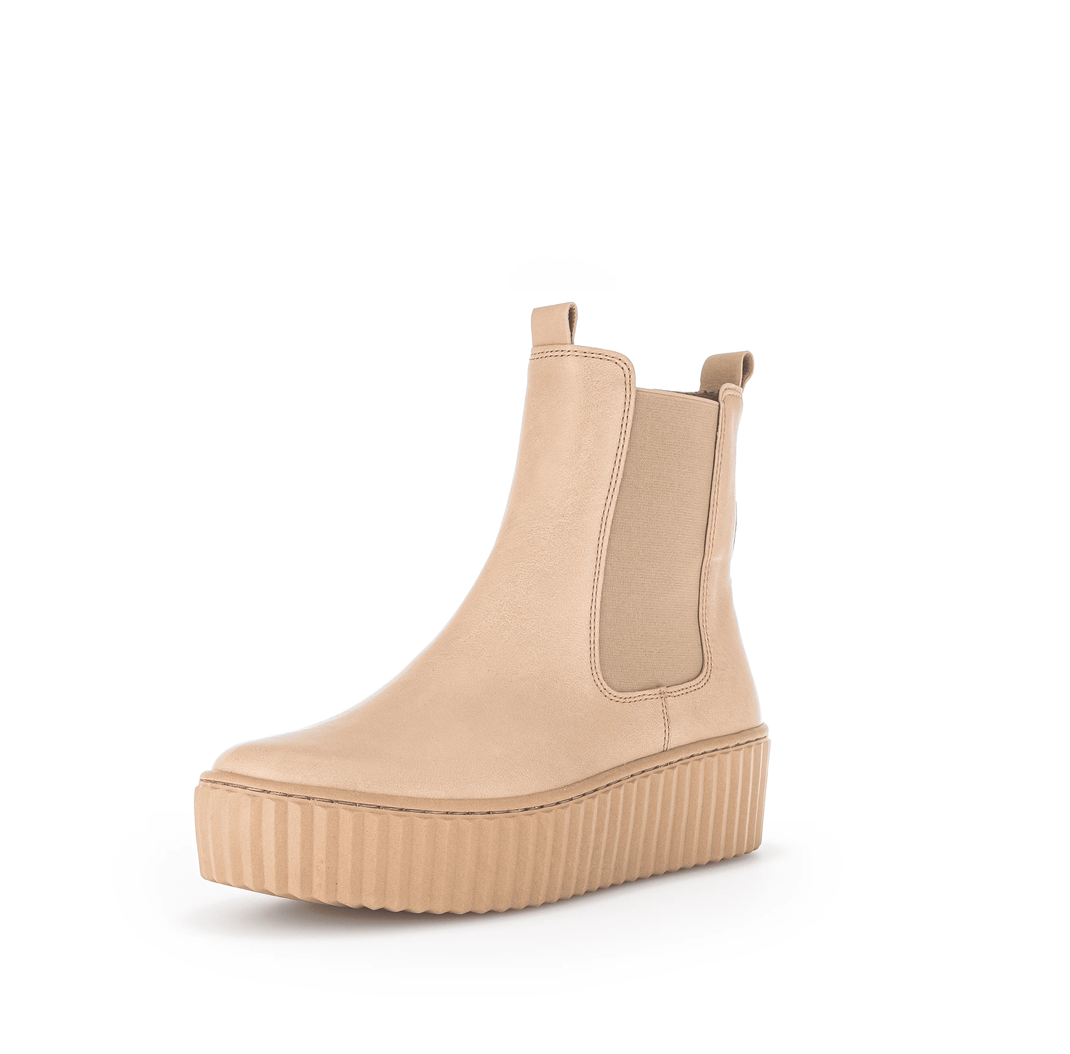 Bottines beiges en cuir lisse - Image 5
