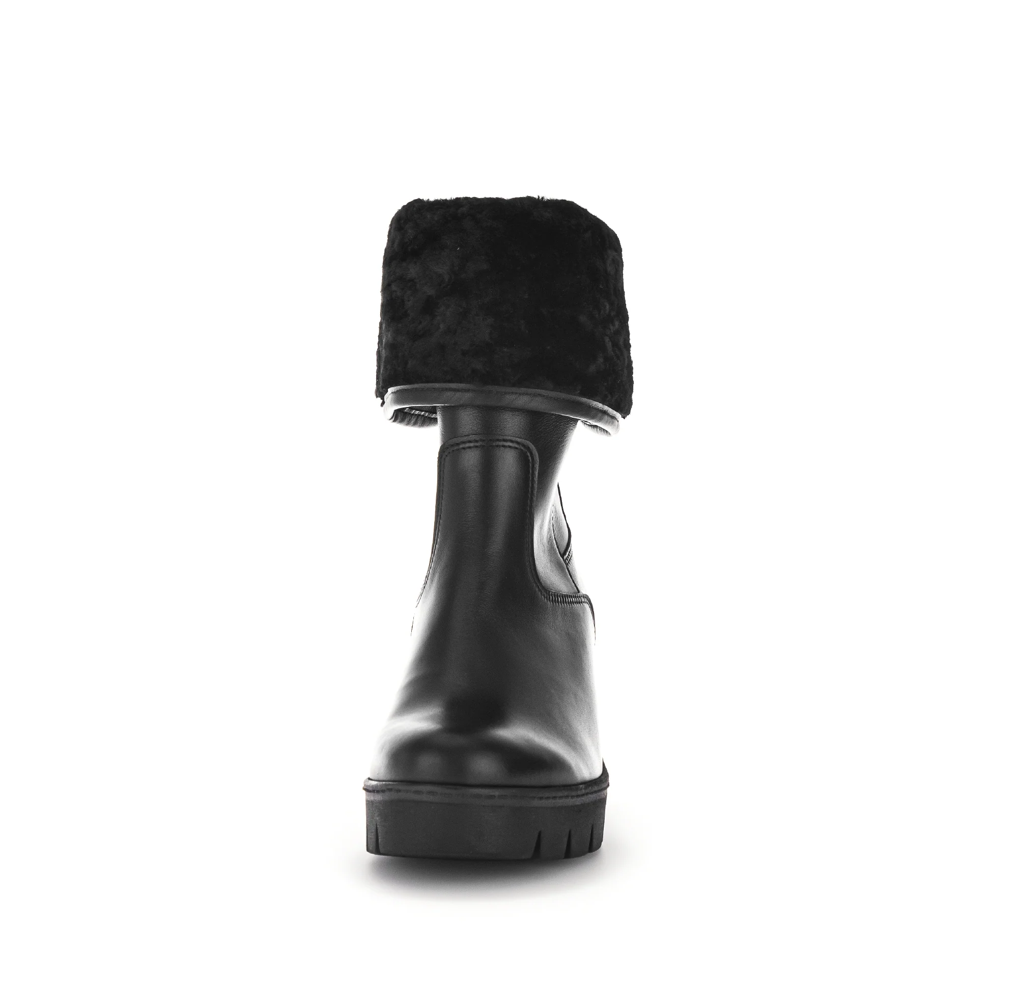 Bottines compensées noires en cuir/textile - Image 6