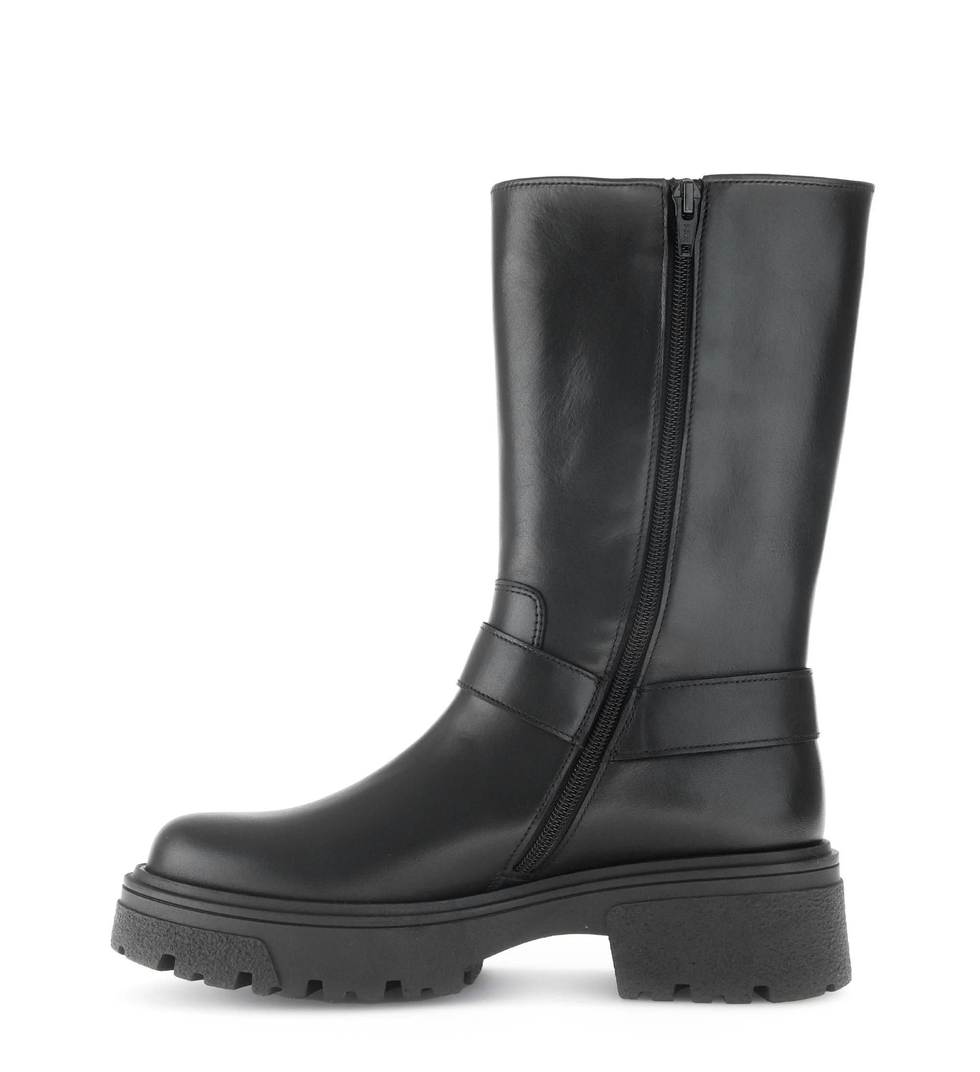 Bottines mid noires en cuir lisse - Image 2