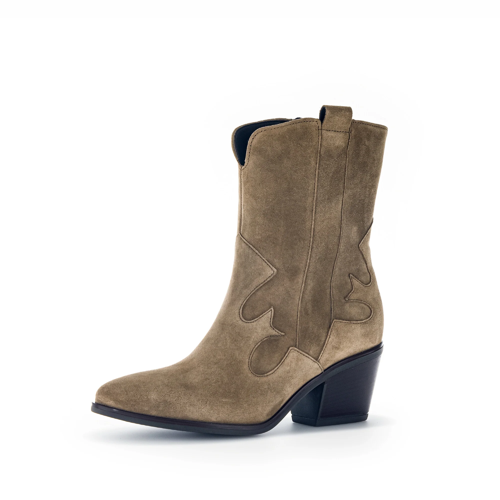 Bottines mid taupe en velours - Image 3