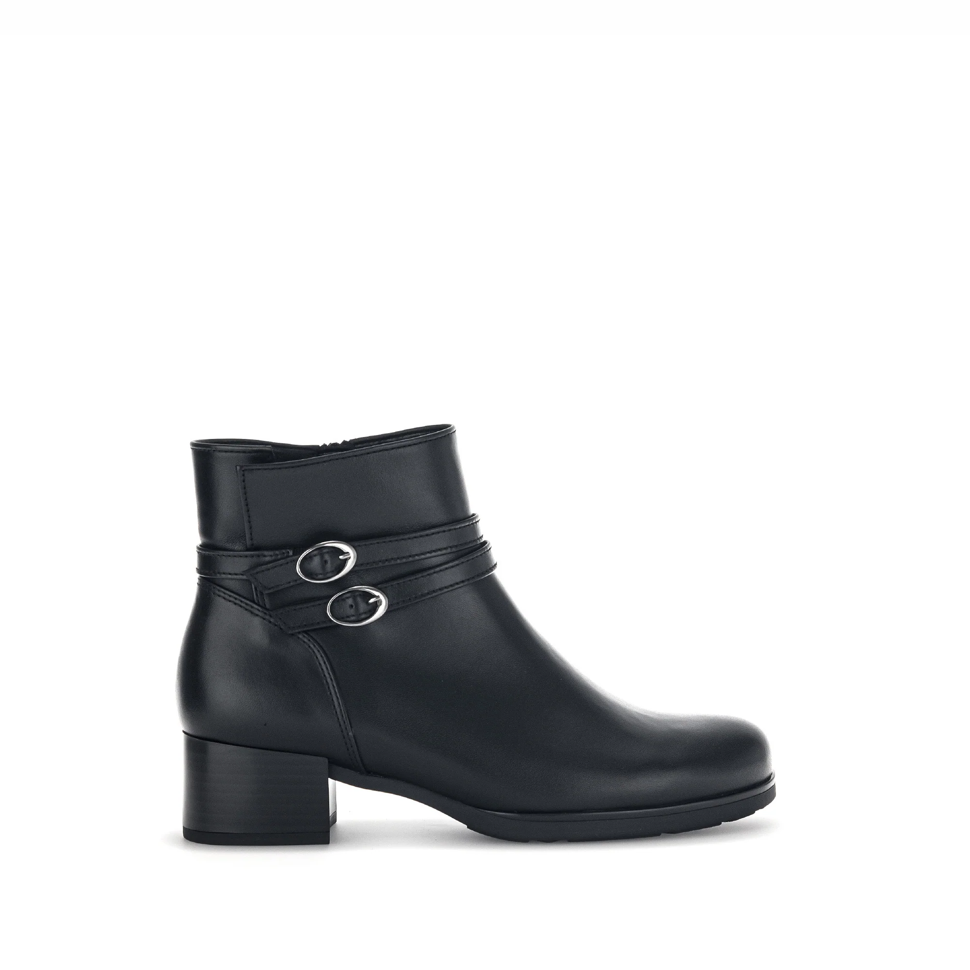 Bottines noires en cuir lisse